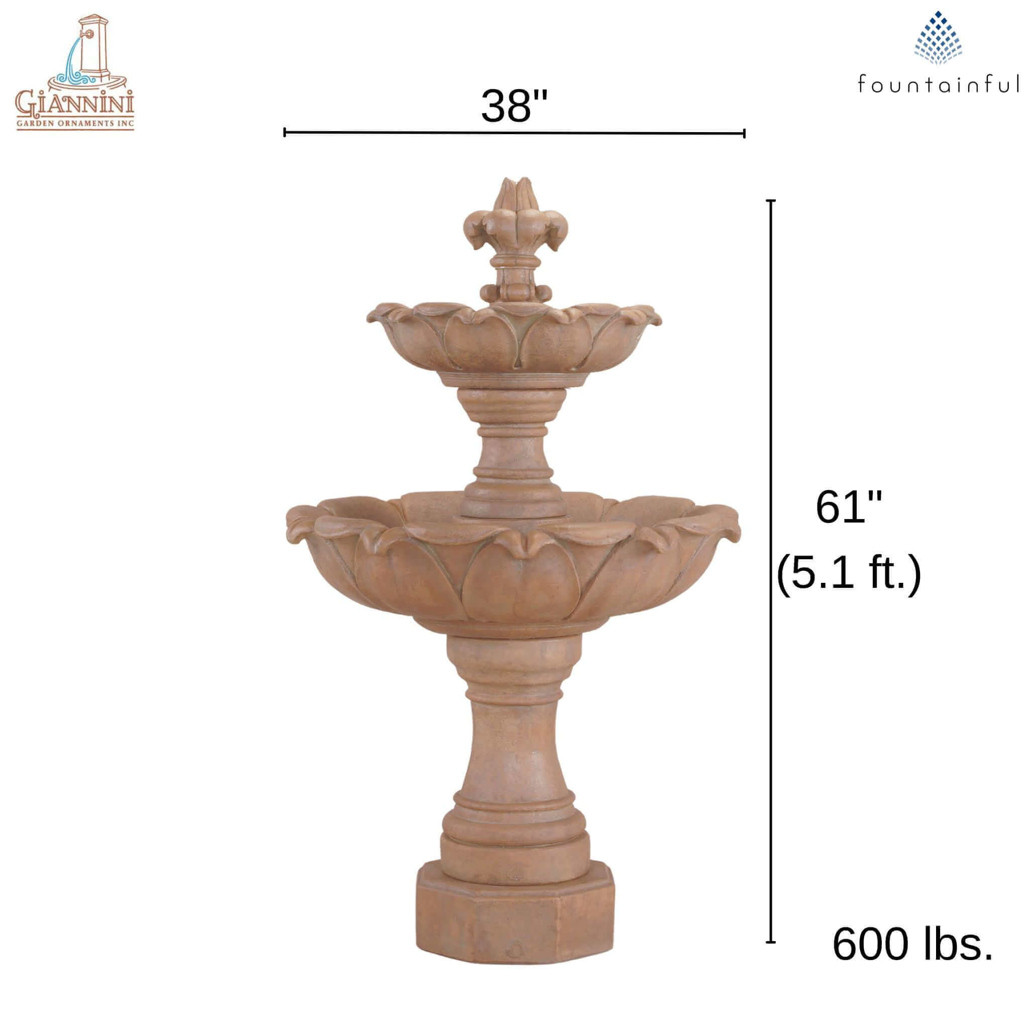 Gardenia 2-Tier Concrete Fountain - Giannini Garden Ornaments