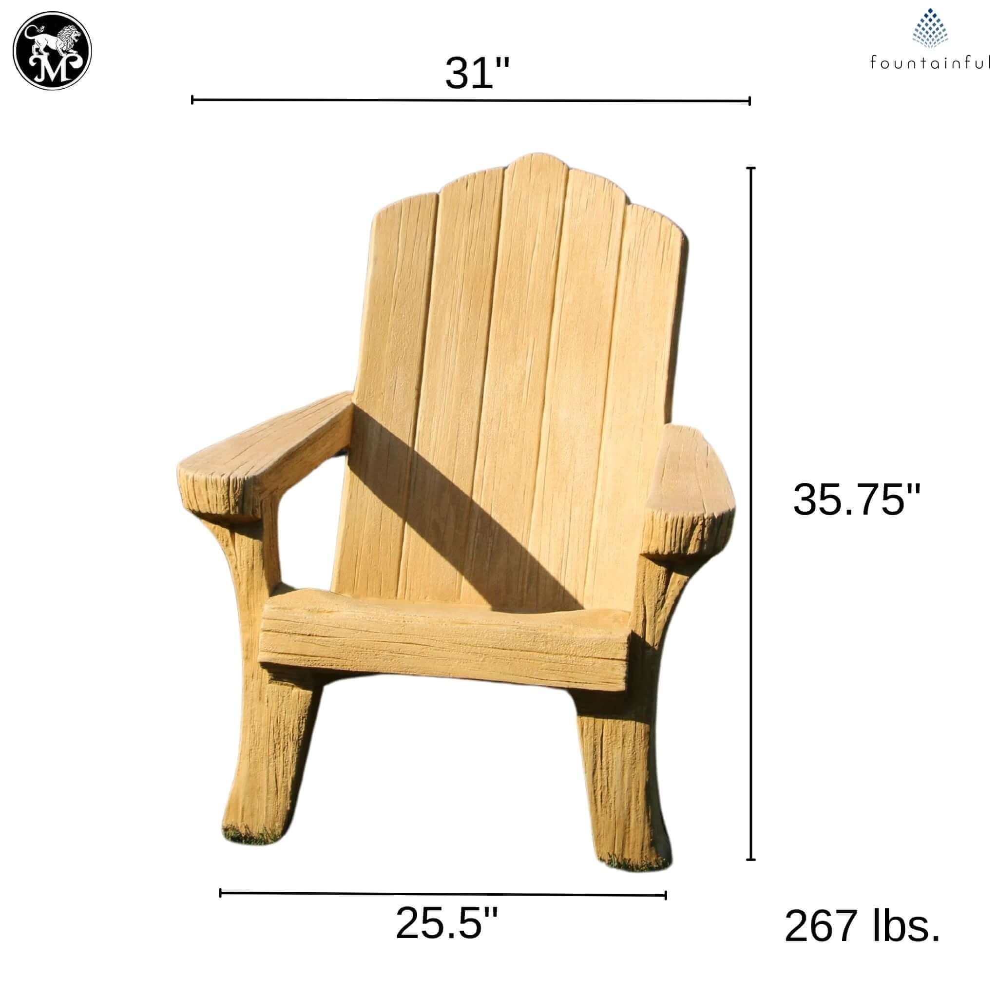 Rustic Adirondack Concrete Garden Chair - Massarellis #4750