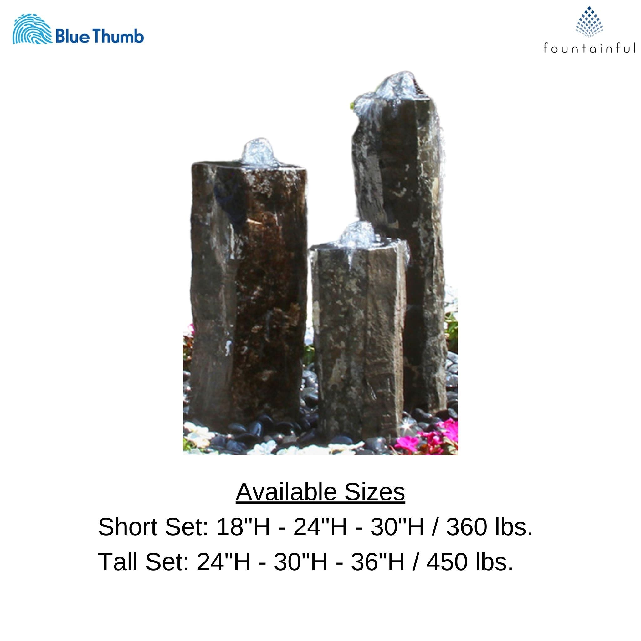 Triple Hollowed-Out Basalt Fountain - Complete Kit- Blue Thumb