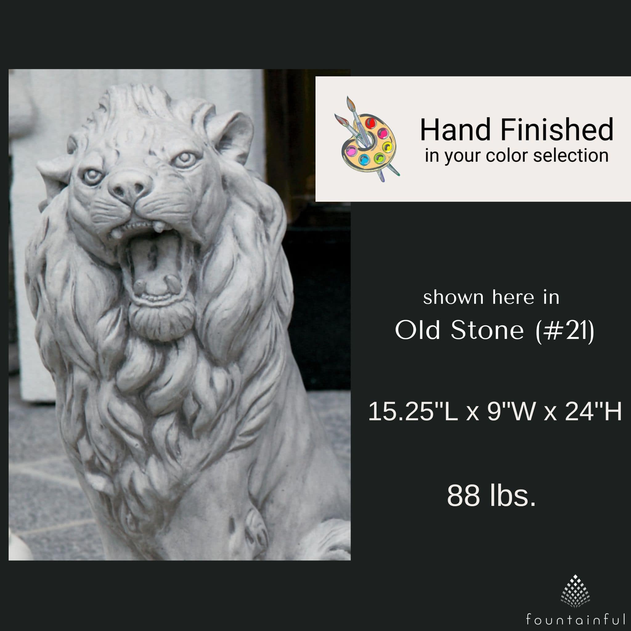 Sitting Lion Left & Right Concrete Statues - Massarellis