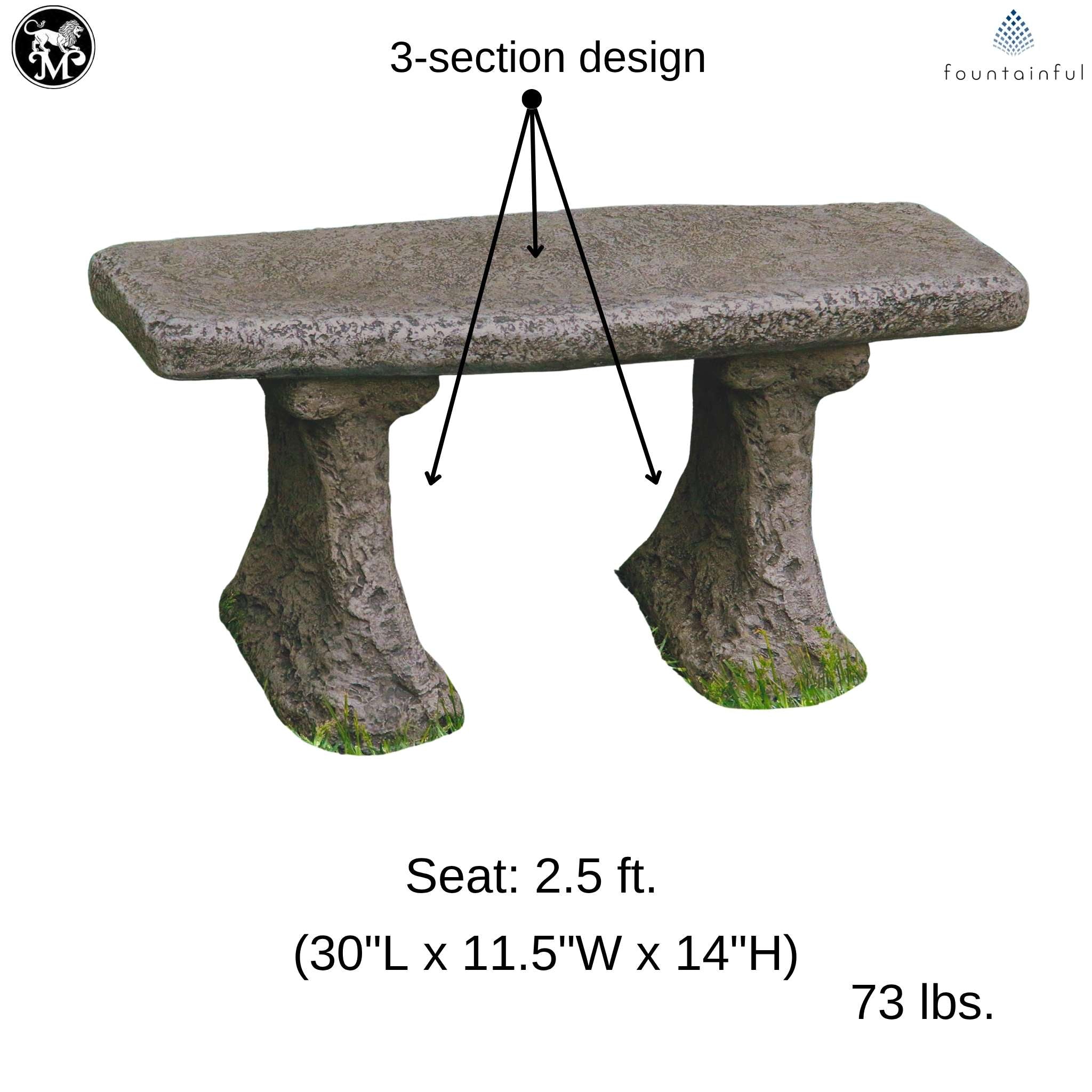 Petite Rustic Concrete Garden Bench - Thumbnail 2