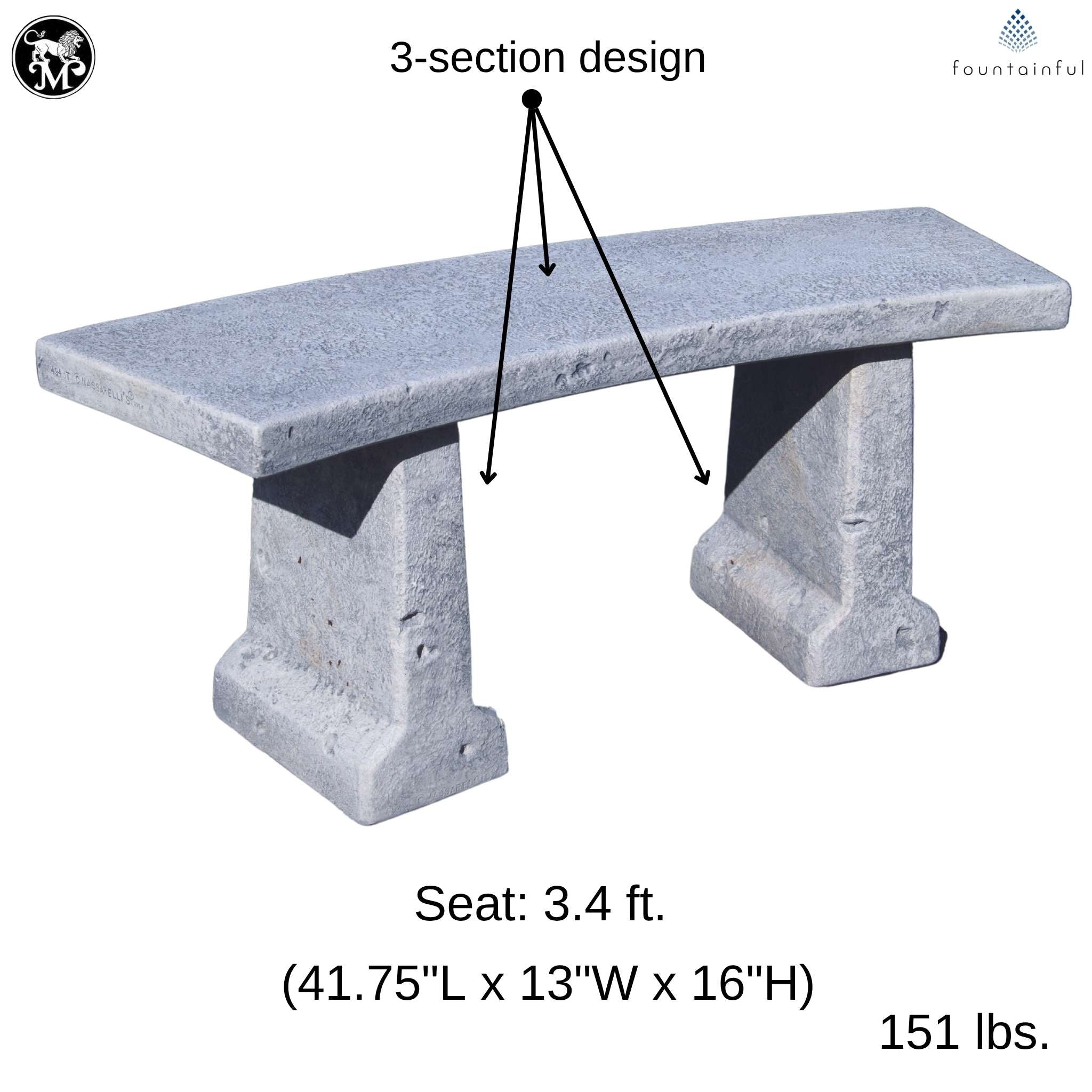 Chelsea Concrete Garden Bench - Thumbnail 4