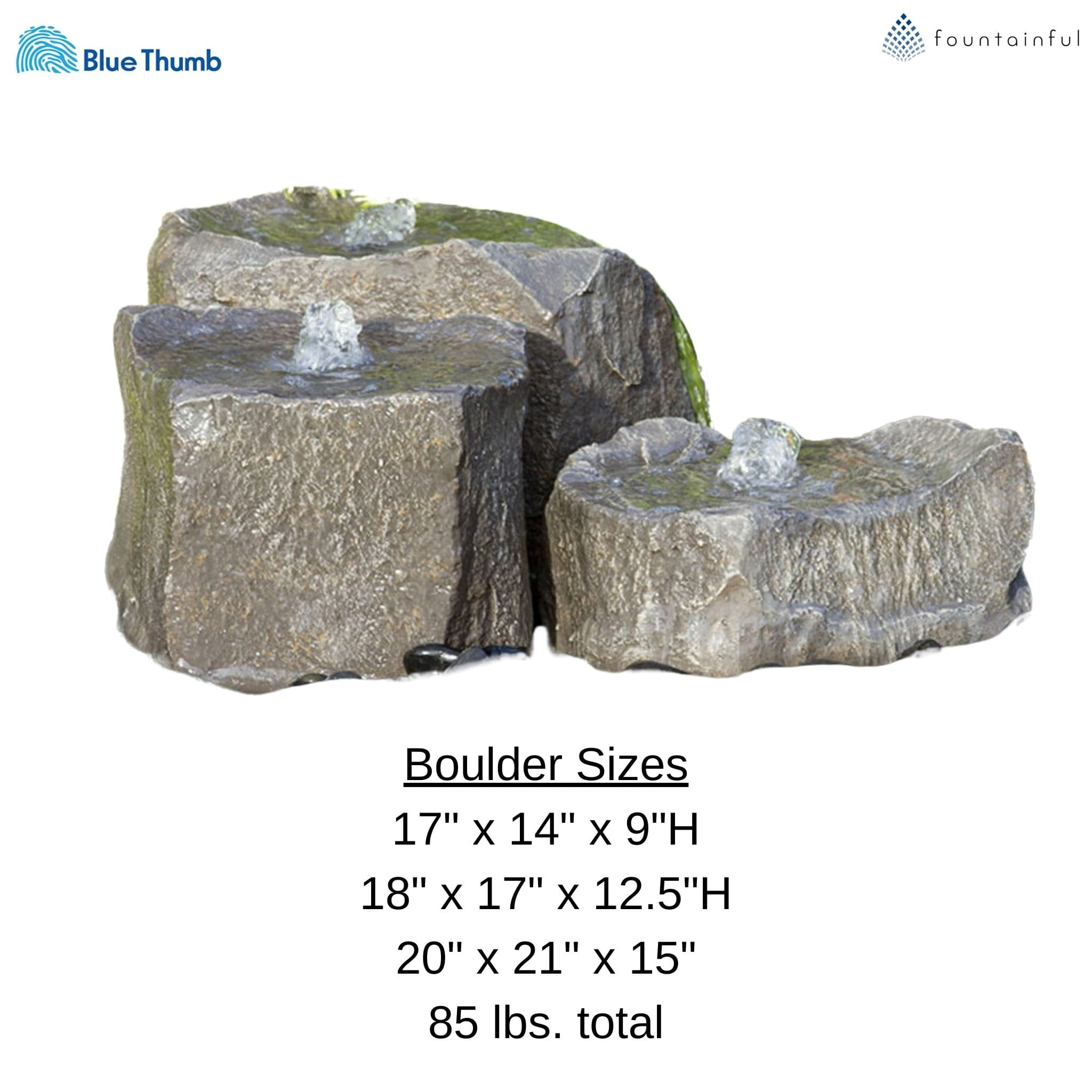 Triple Falls GFRC Boulder Fountain - Complete Kit - Blue Thumb