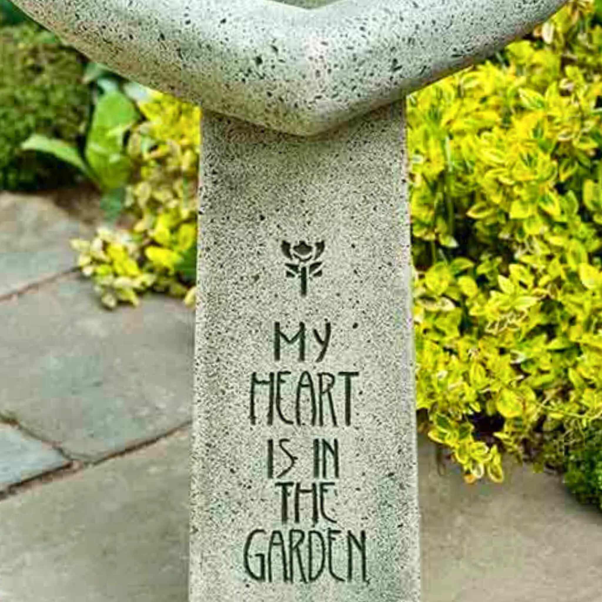My Heart is in the Garden Concrete Bird Bath - Campania #B115