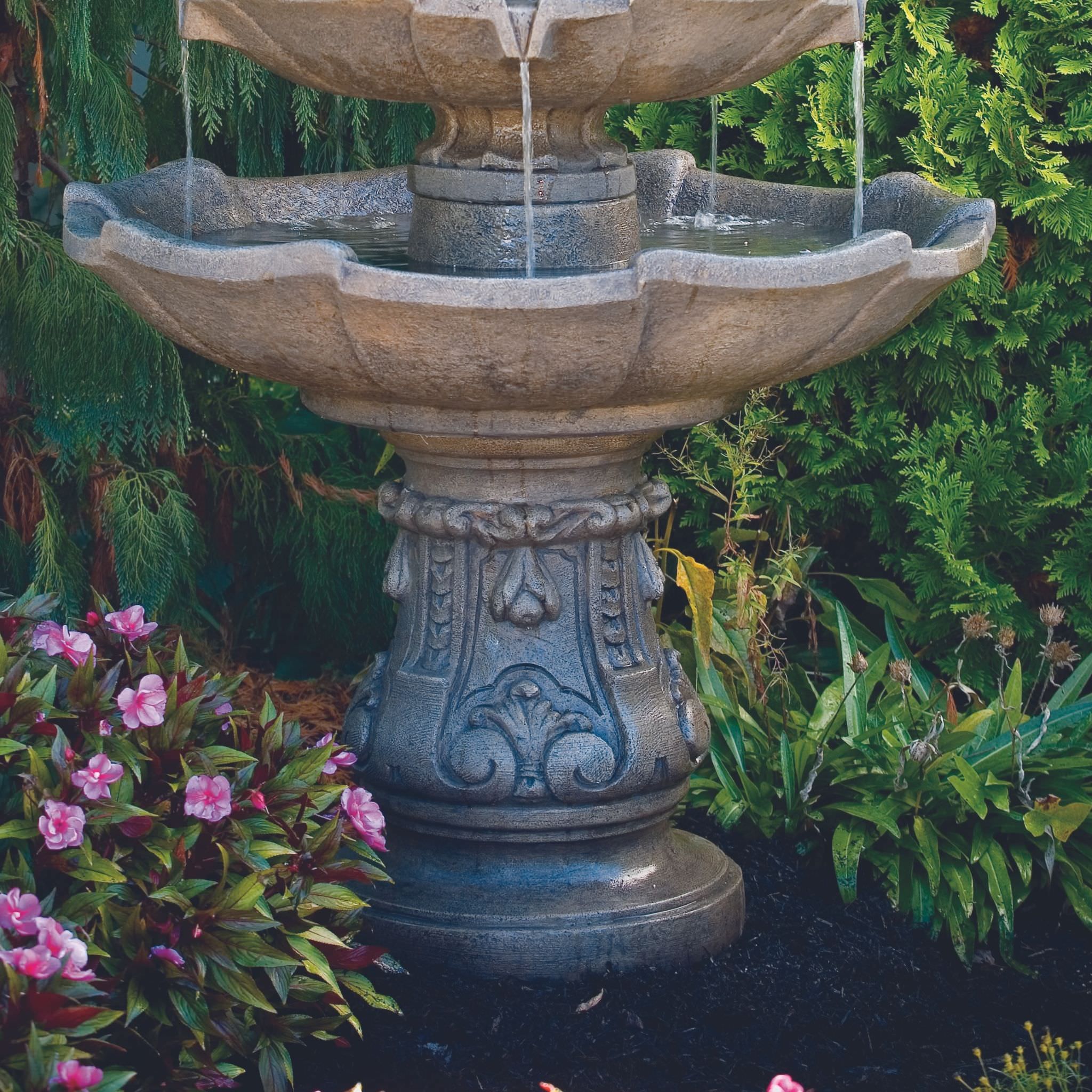 Classic 4-Tier Concrete Fountain - Massarellis #3574