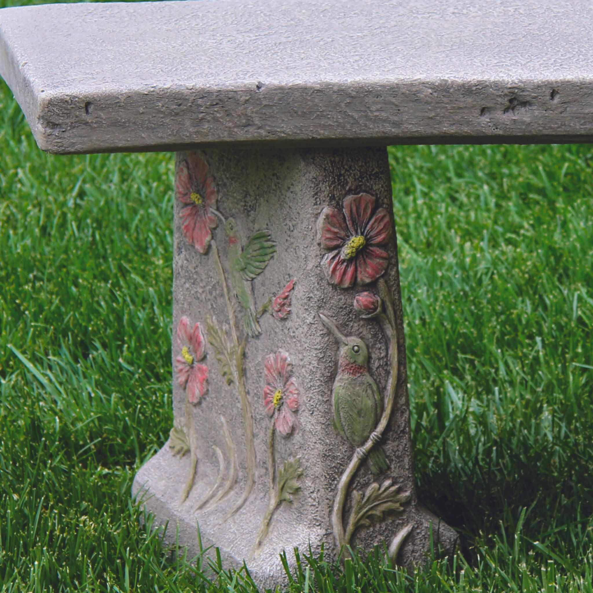 Hummingbird Concrete Garden Bench - Massarellis #4165
