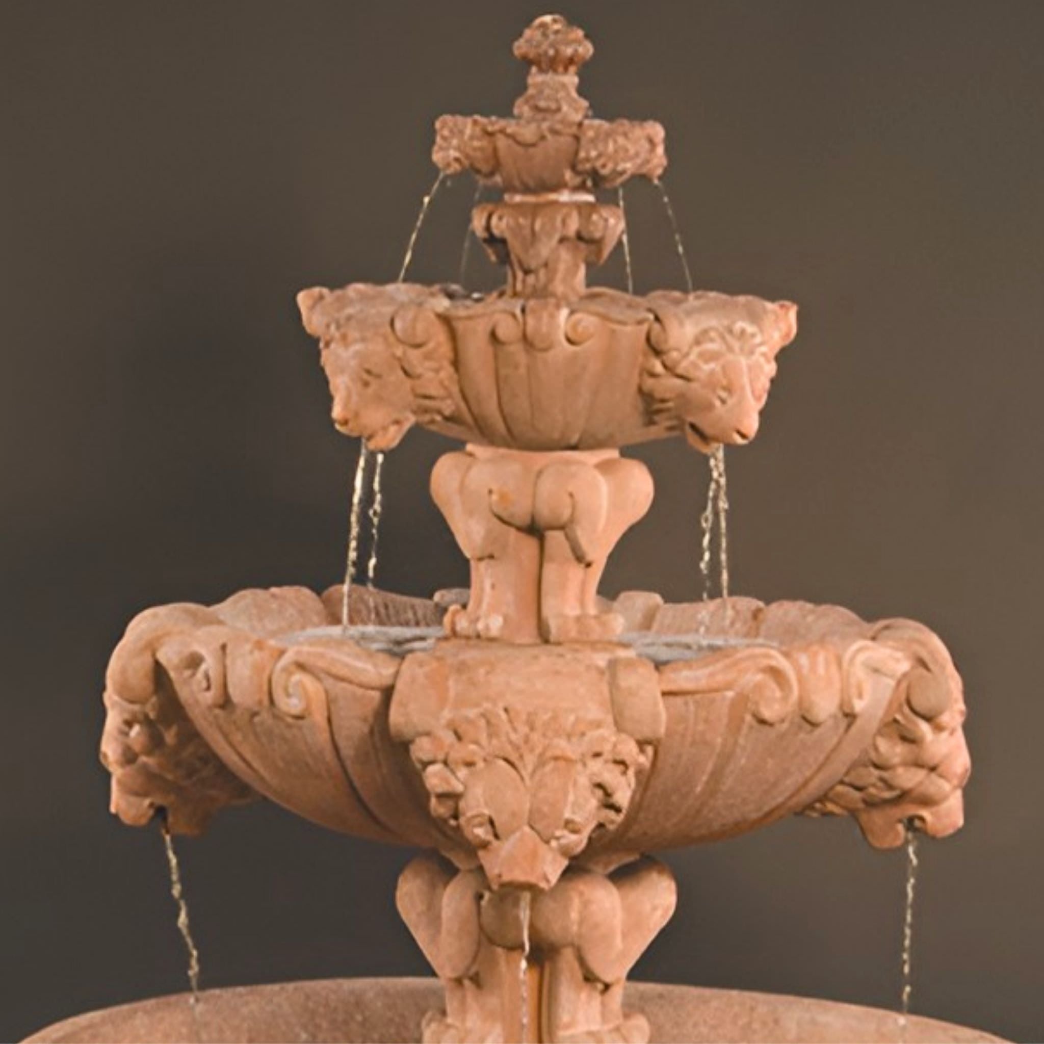 Lion 3-Tier Concrete Fountain w/55" Basin - Fiore #257FMB