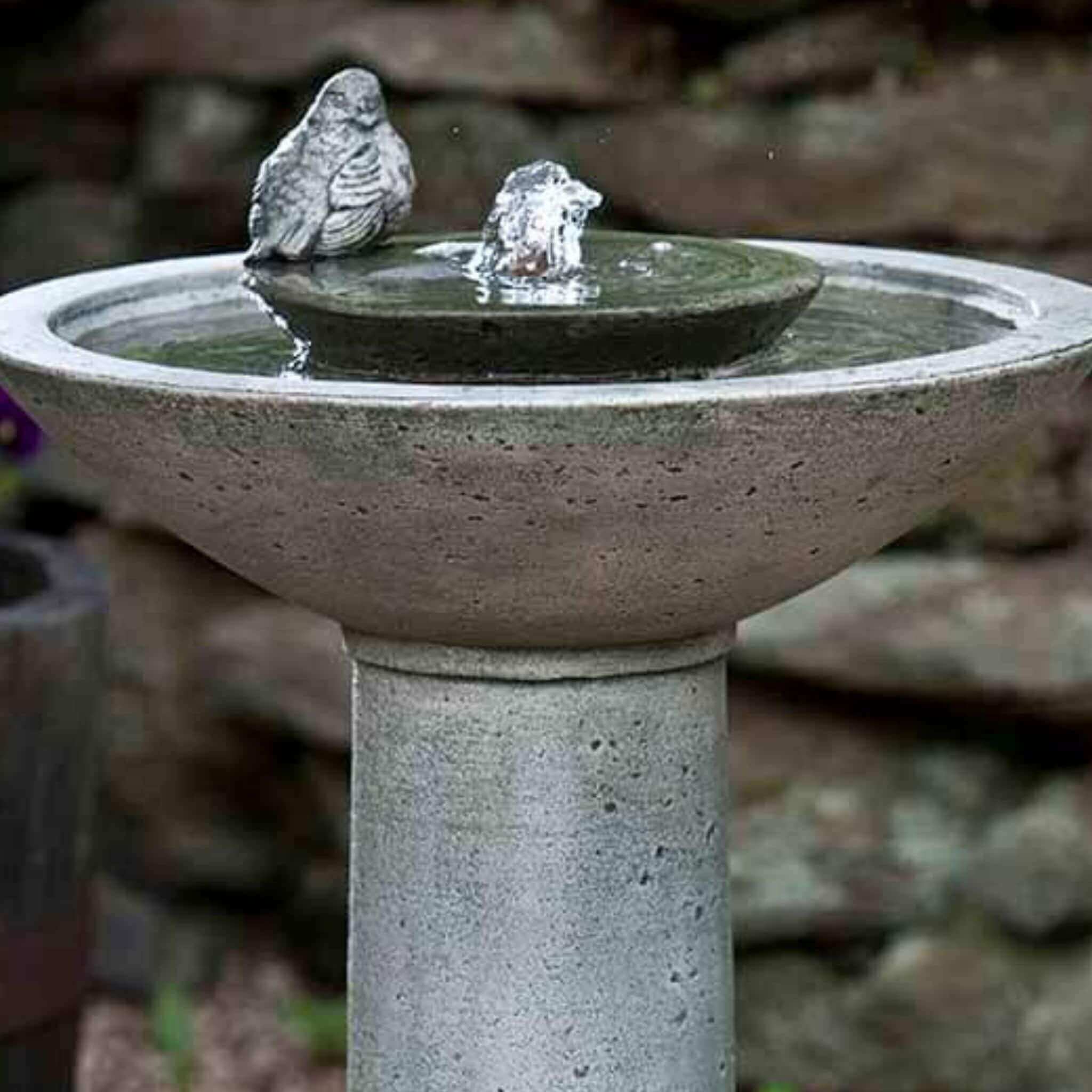 Aya Concrete Bird Bath Fountain - Campania