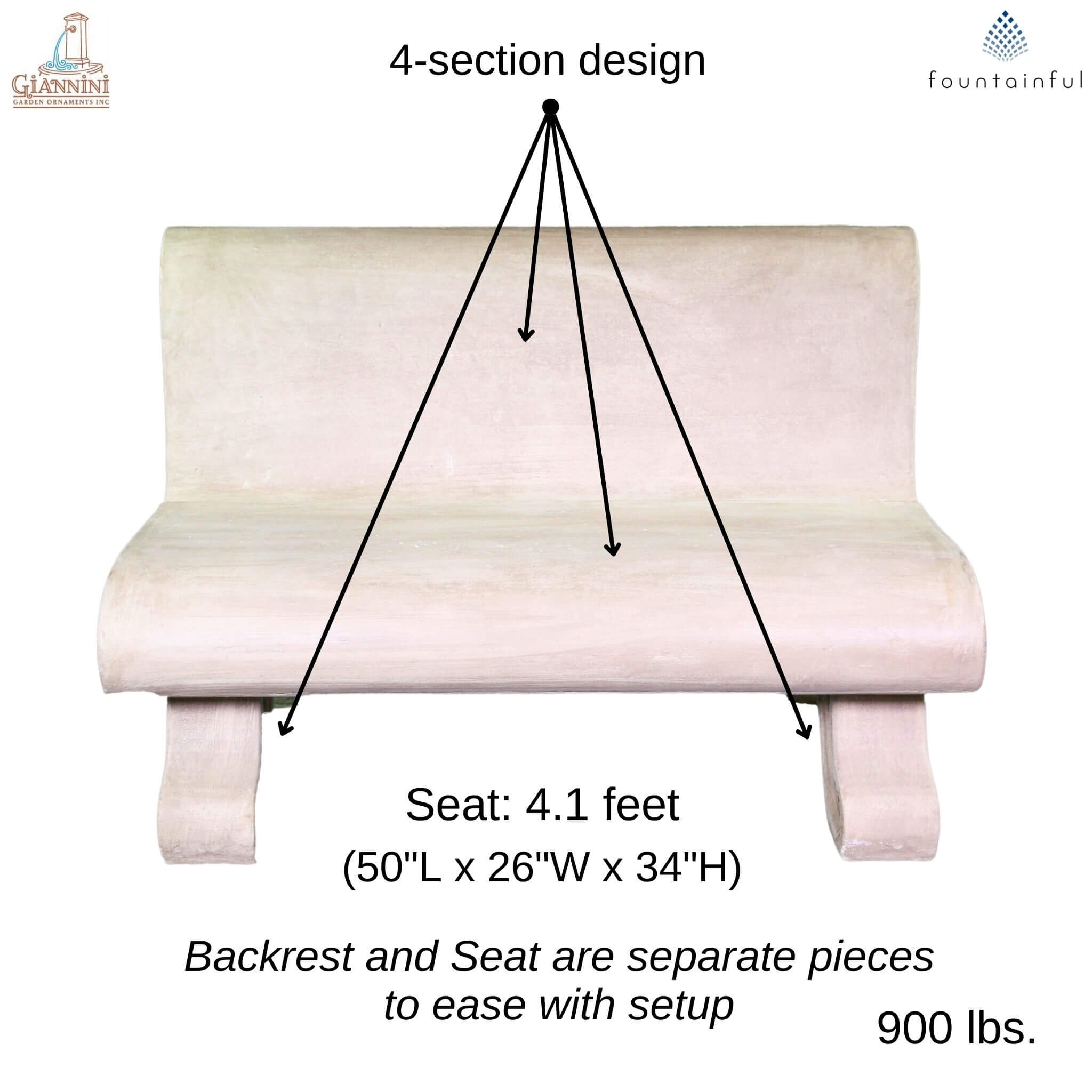 Moderna Concrete Garden Bench  - Giannini #578