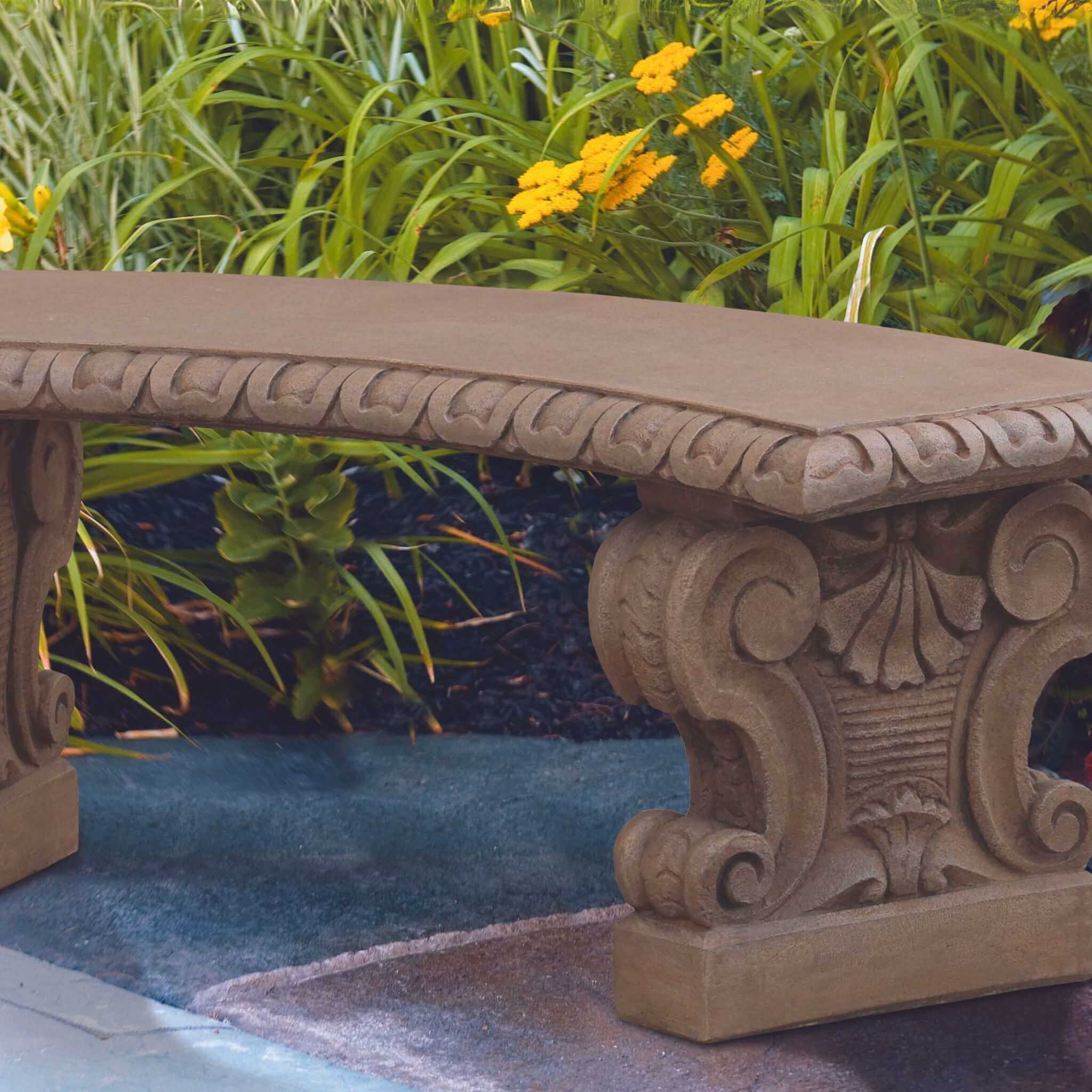 Verona Curved Concrete Garden Bench - Massarellis #4251