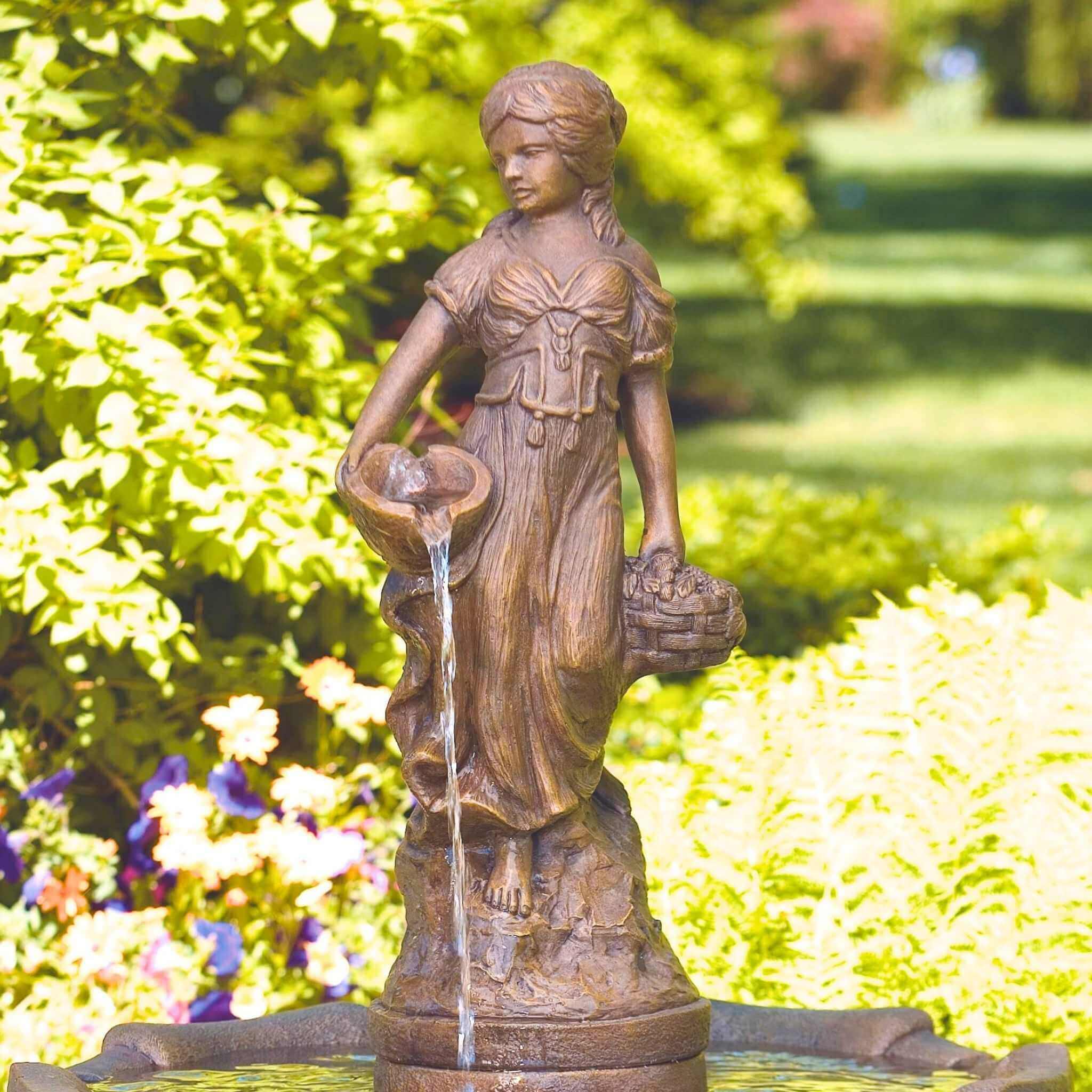 Lady of the Arbor 2-Tier Concrete Fountain - Massarellis #3620