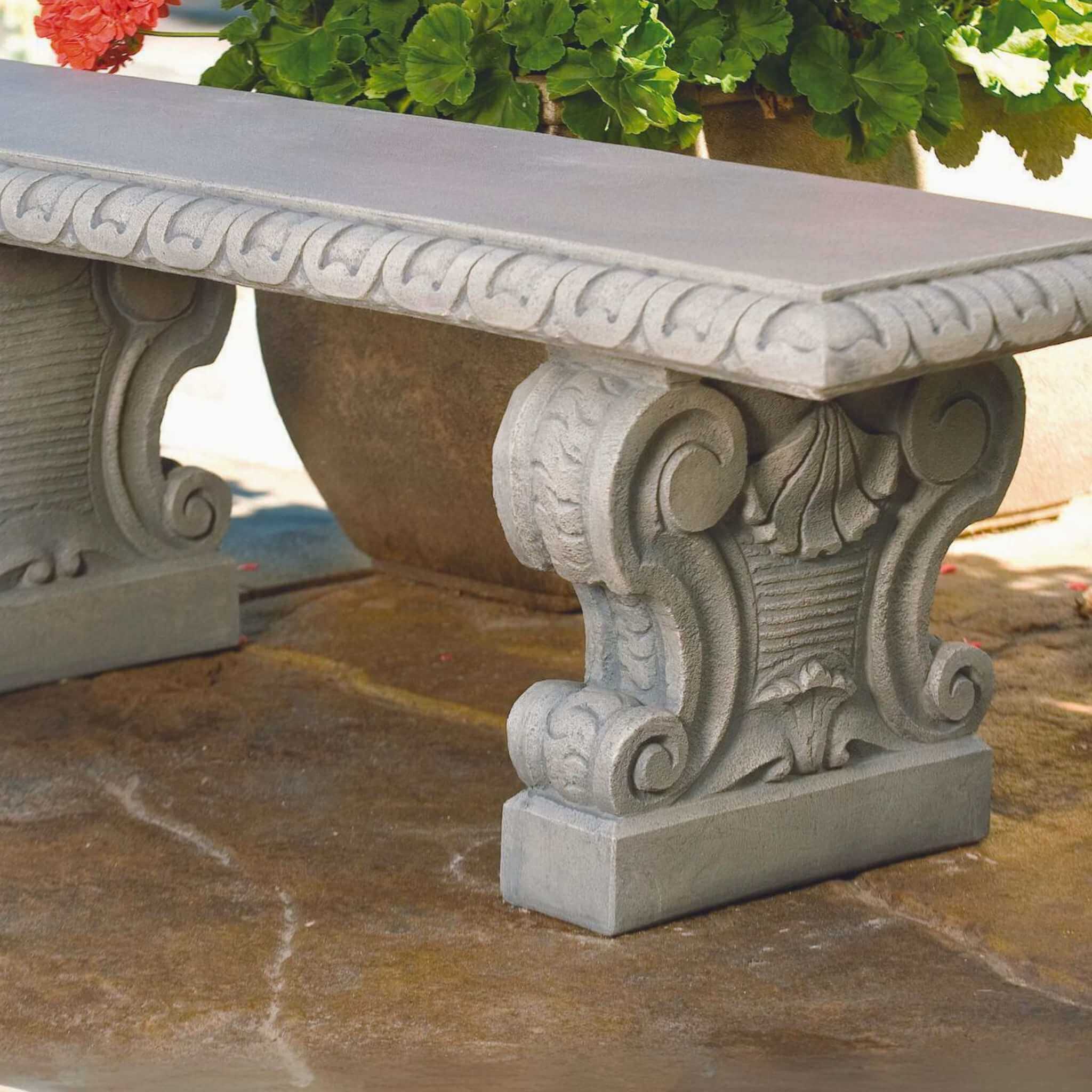 Verona Straight Concrete Garden Bench - Massarellis #4249