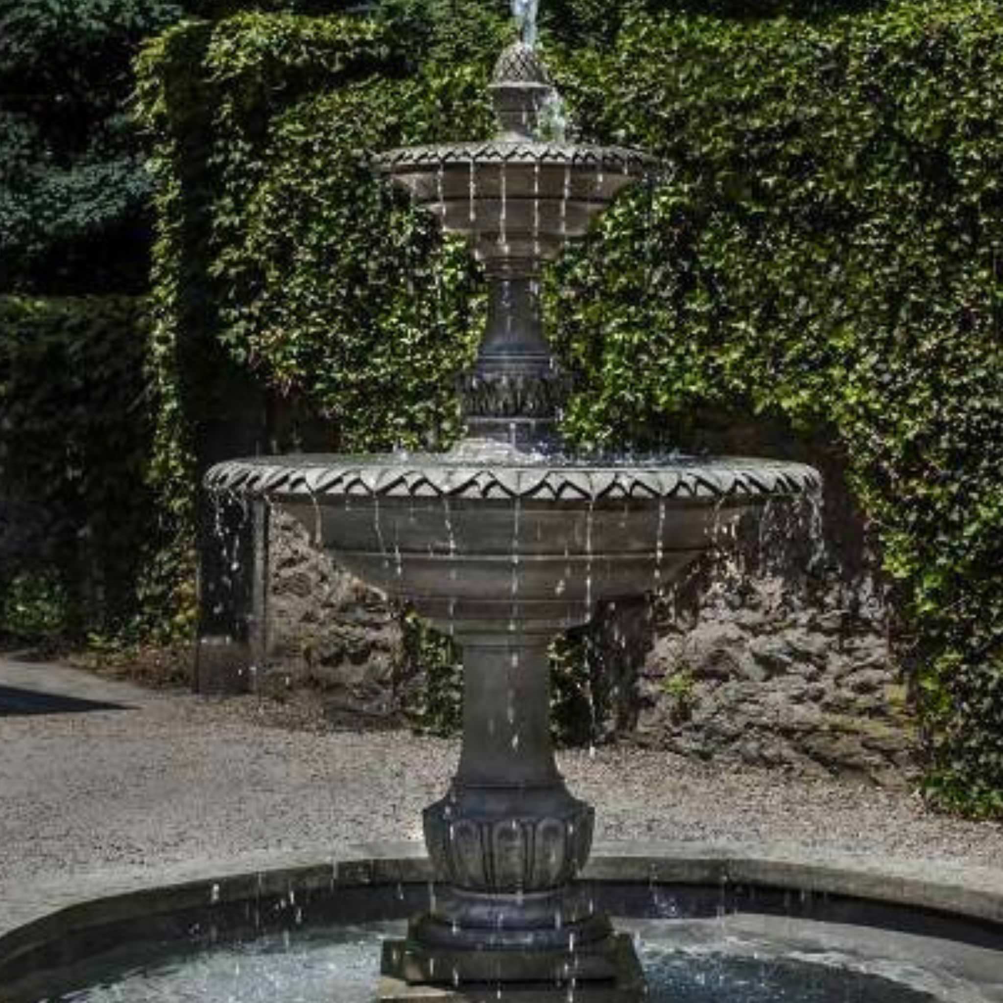 Charleston 2-Tier Concrete Fountain in Basin - Campania #FT257