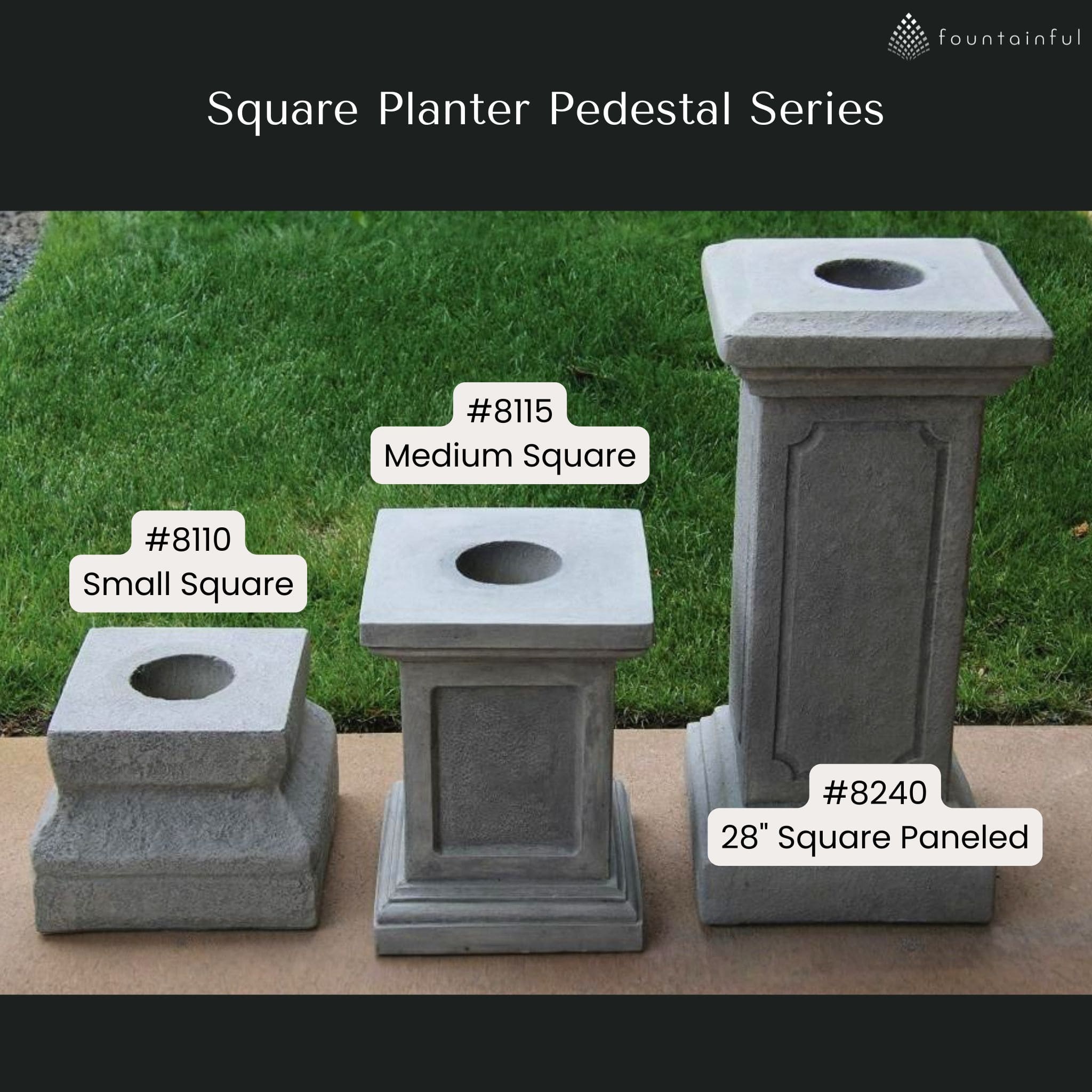 Square Concrete Planter Pedestals - Massarellis