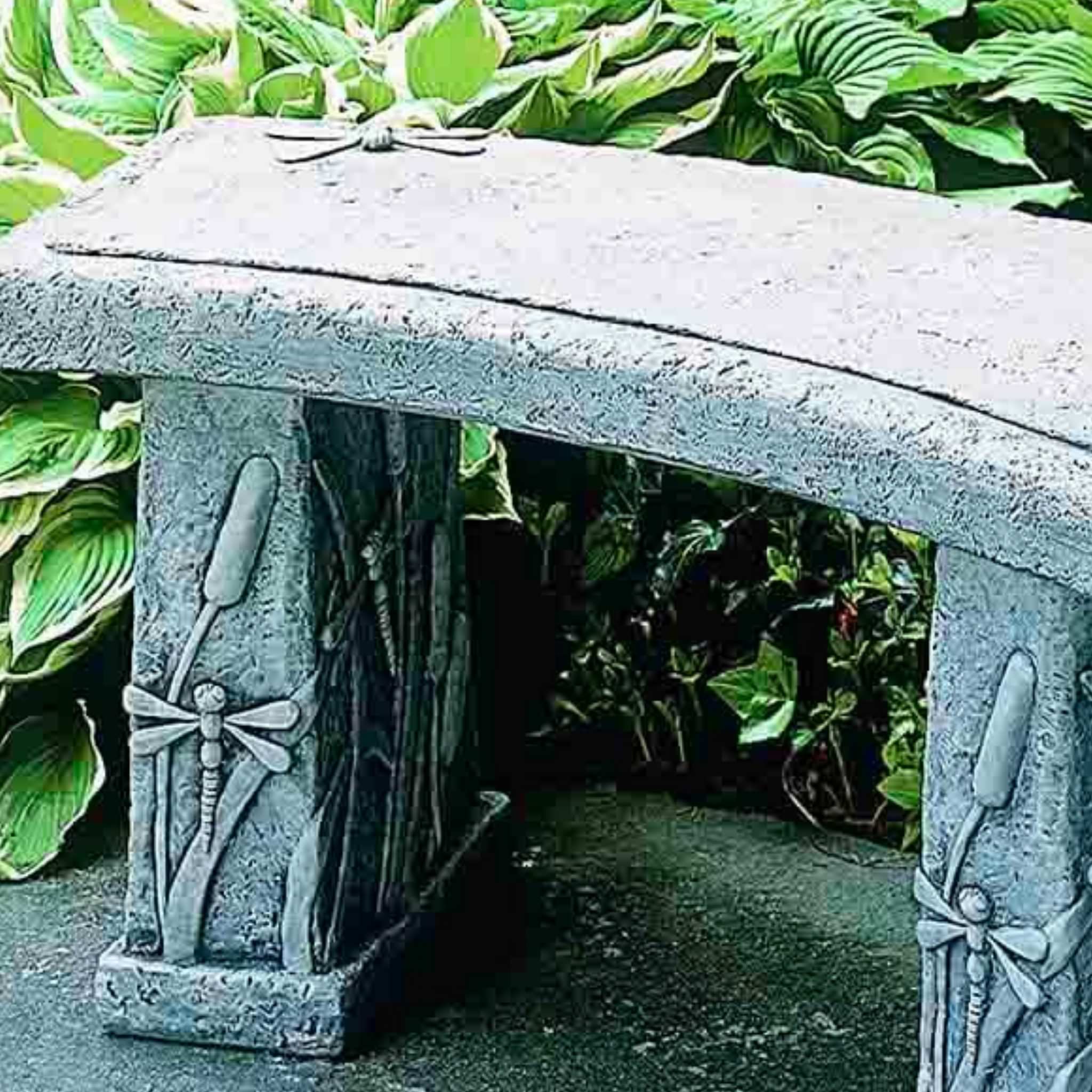 Dragonfly Curved Concrete Garden Bench - Campania #BE24