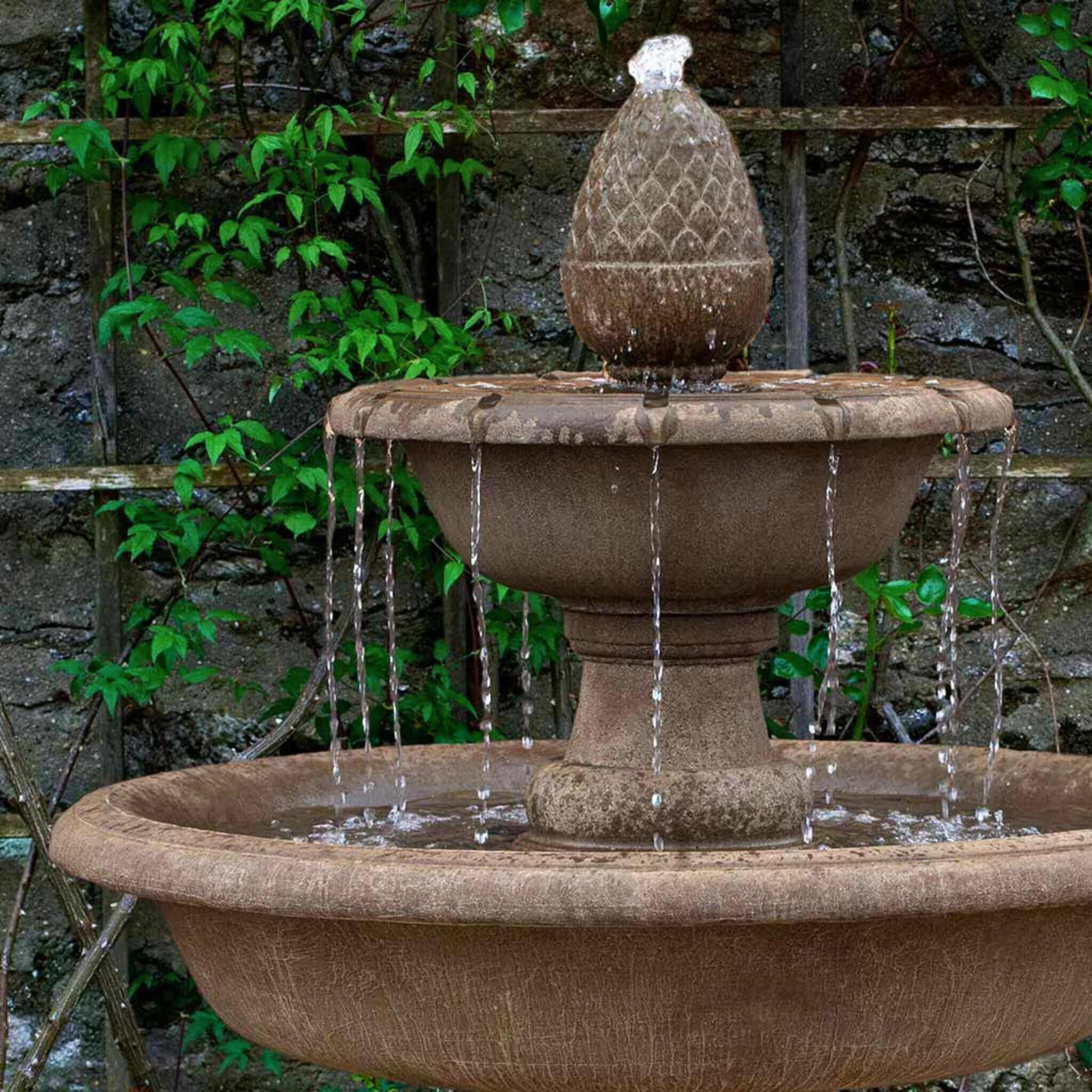Wiltshire 2-Tier Concrete Fountain with Pinecone Finial - Campania #FT305