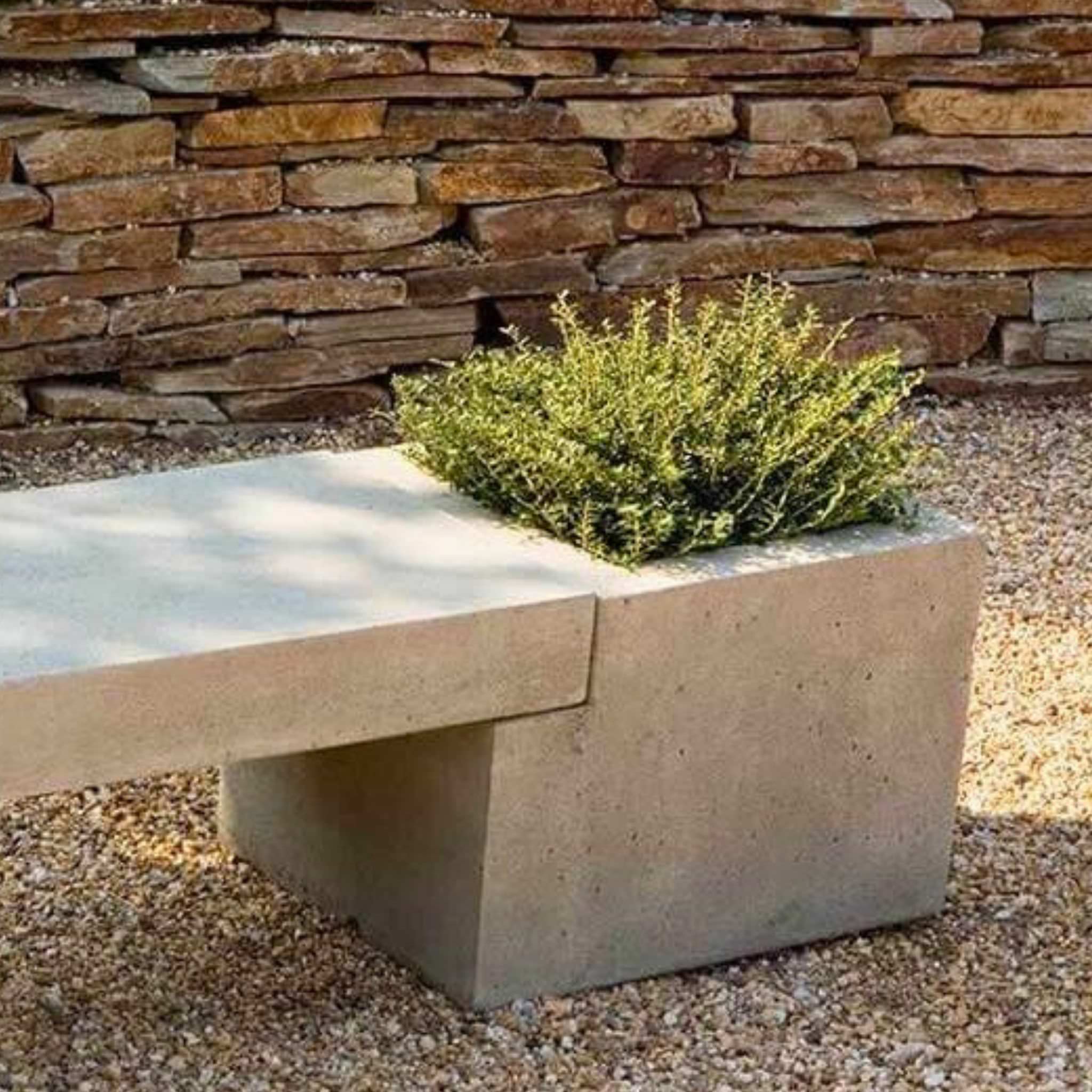 Concrete Memorial Bench with Planter - Campania #MB001