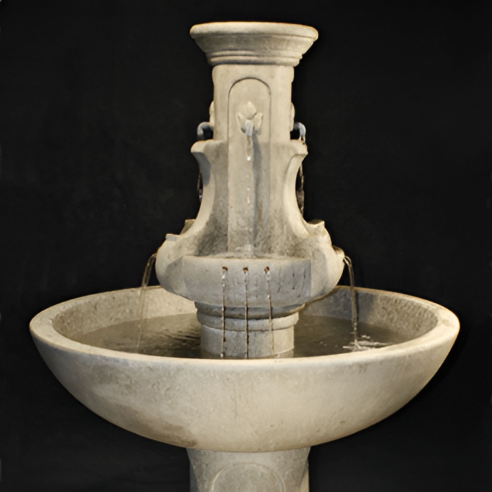 Courtyard Fleur de Lis Concrete Fountain - Fiore #LG156