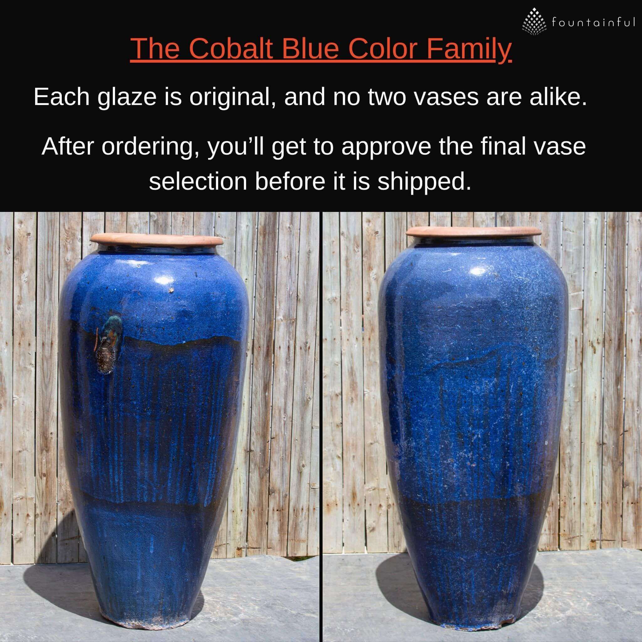 55" Tuscany Vase "Cobalt Blue" Water Fountain - Complete Kit - Blue Thumb