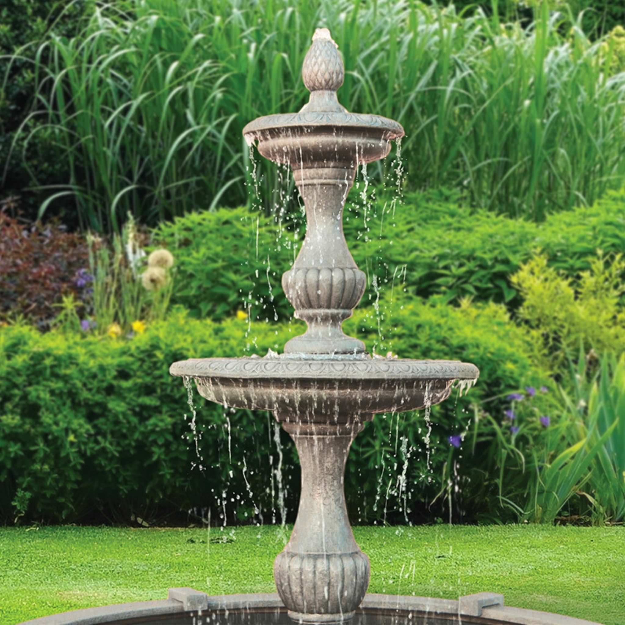 Savona 2-Tier Concrete Fountain w/Pool - Massarellis #3772