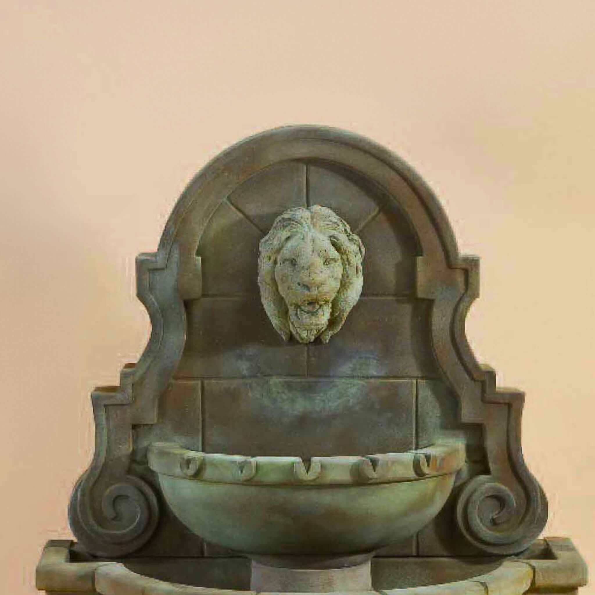 Liguria Lion Head Concrete Wall Fountain - Thumbnail 3
