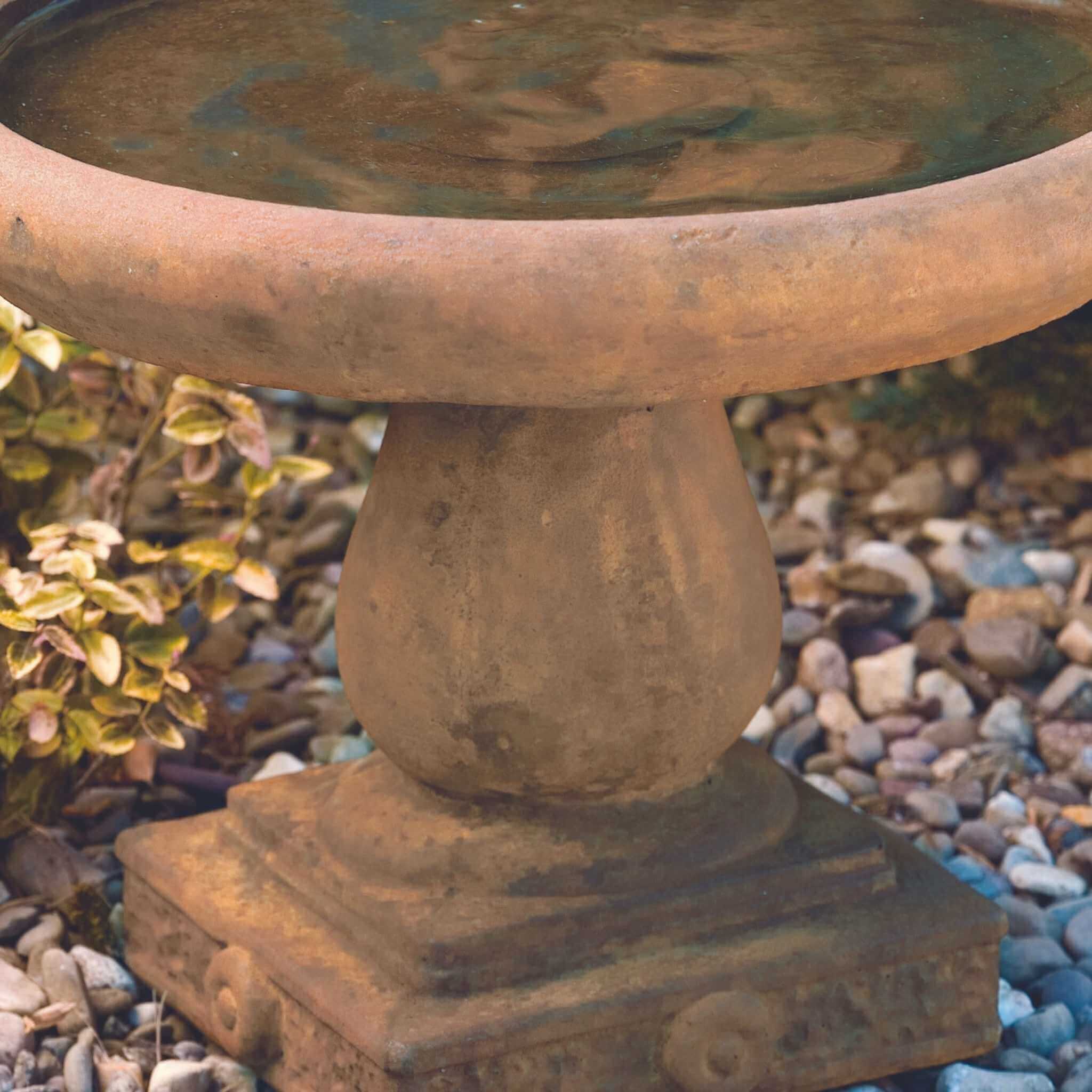 Regal Embossed Short Concrete Bird Bath - Massarellis #9740