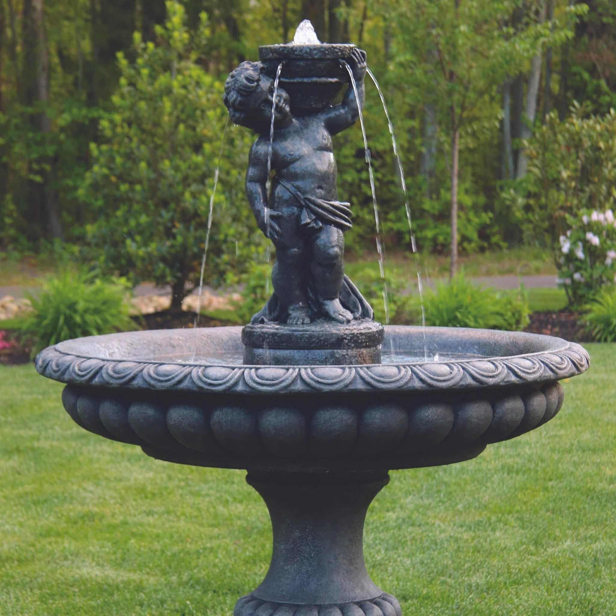  Isabella Cherub Concrete Fountain - Massarellis #3871