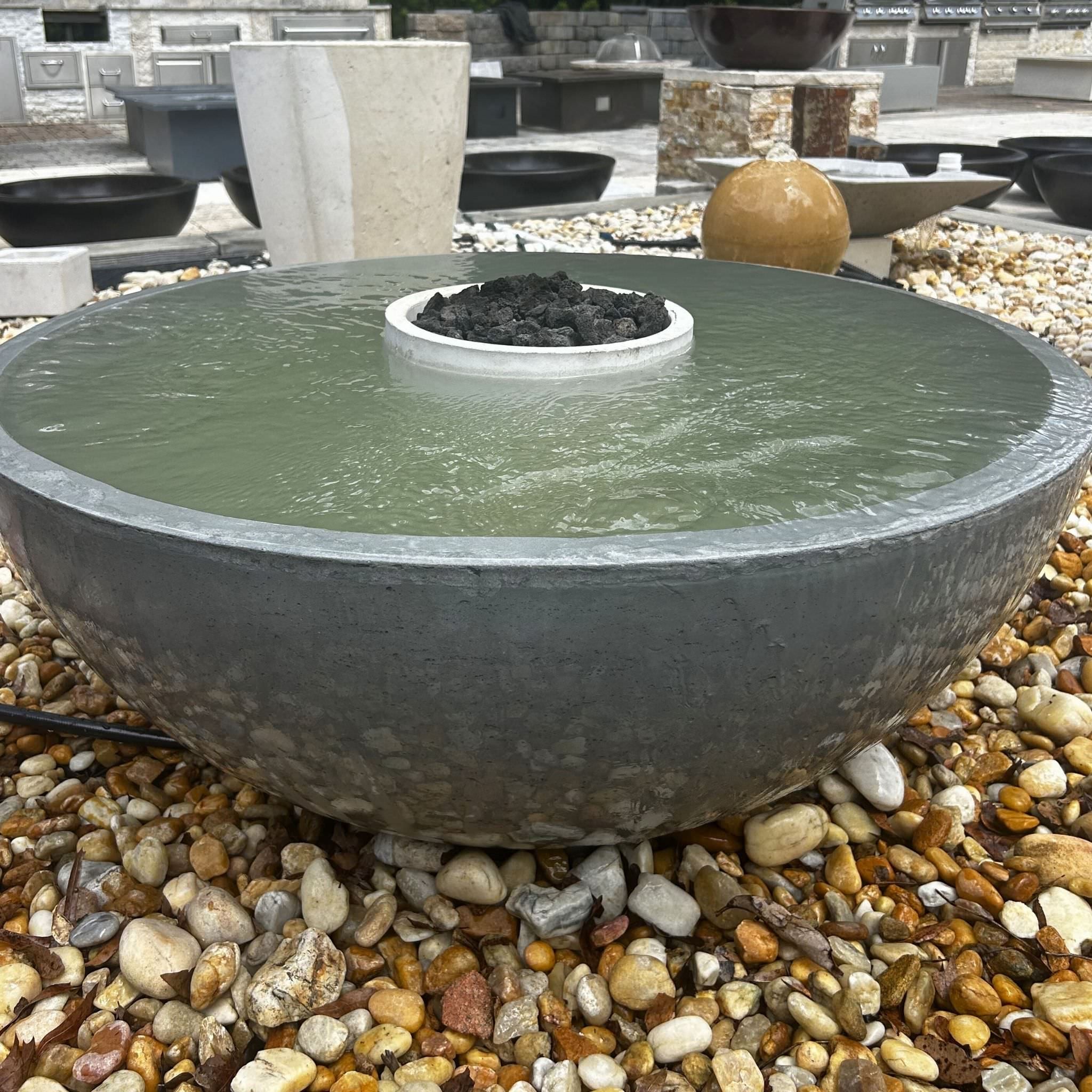 360° Fire & Water Bowl Concrete Fountain
