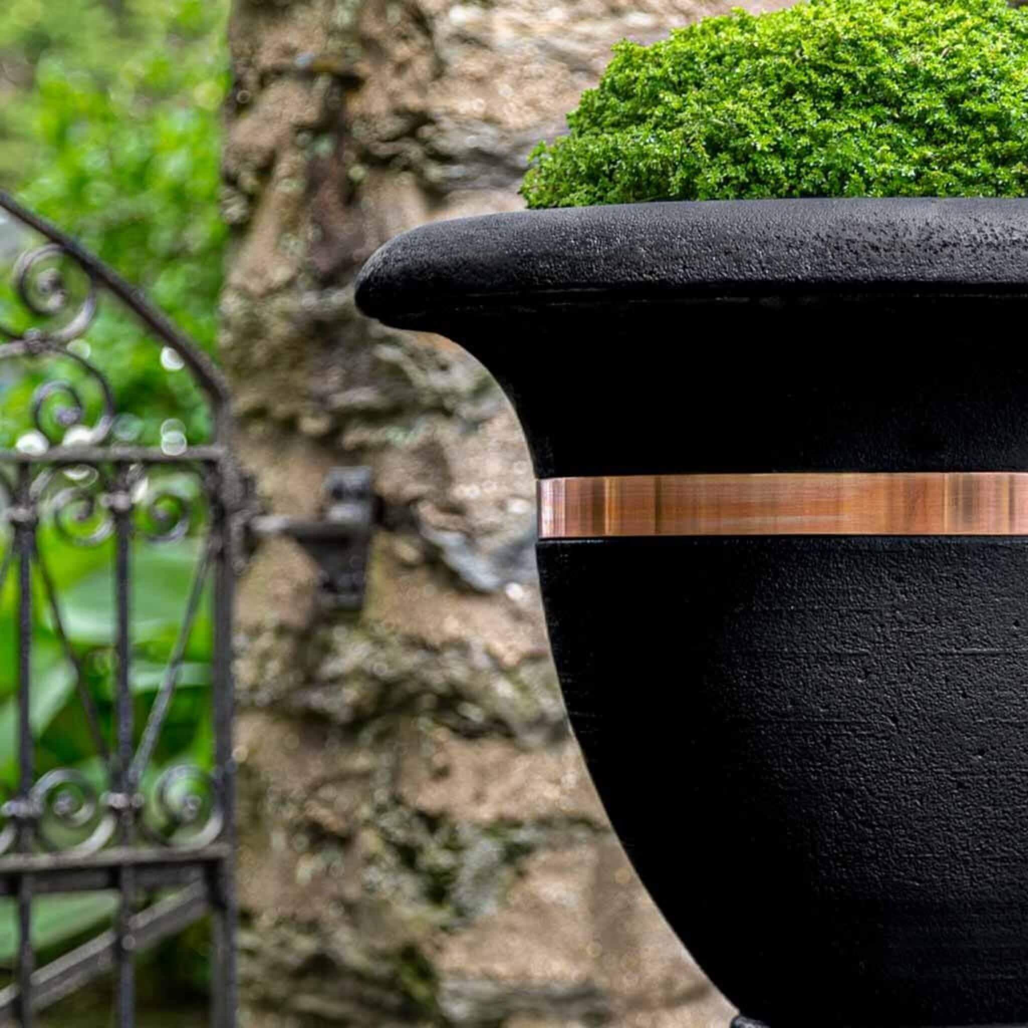 Classic Copper Banded Large Concrete Urn Planter - Campania