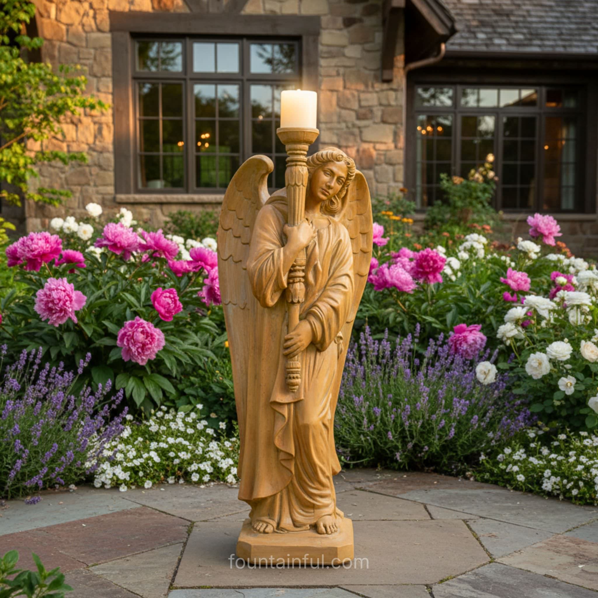 St. Michael 5-foot Concrete Candleholder Statue - Giannini #8098