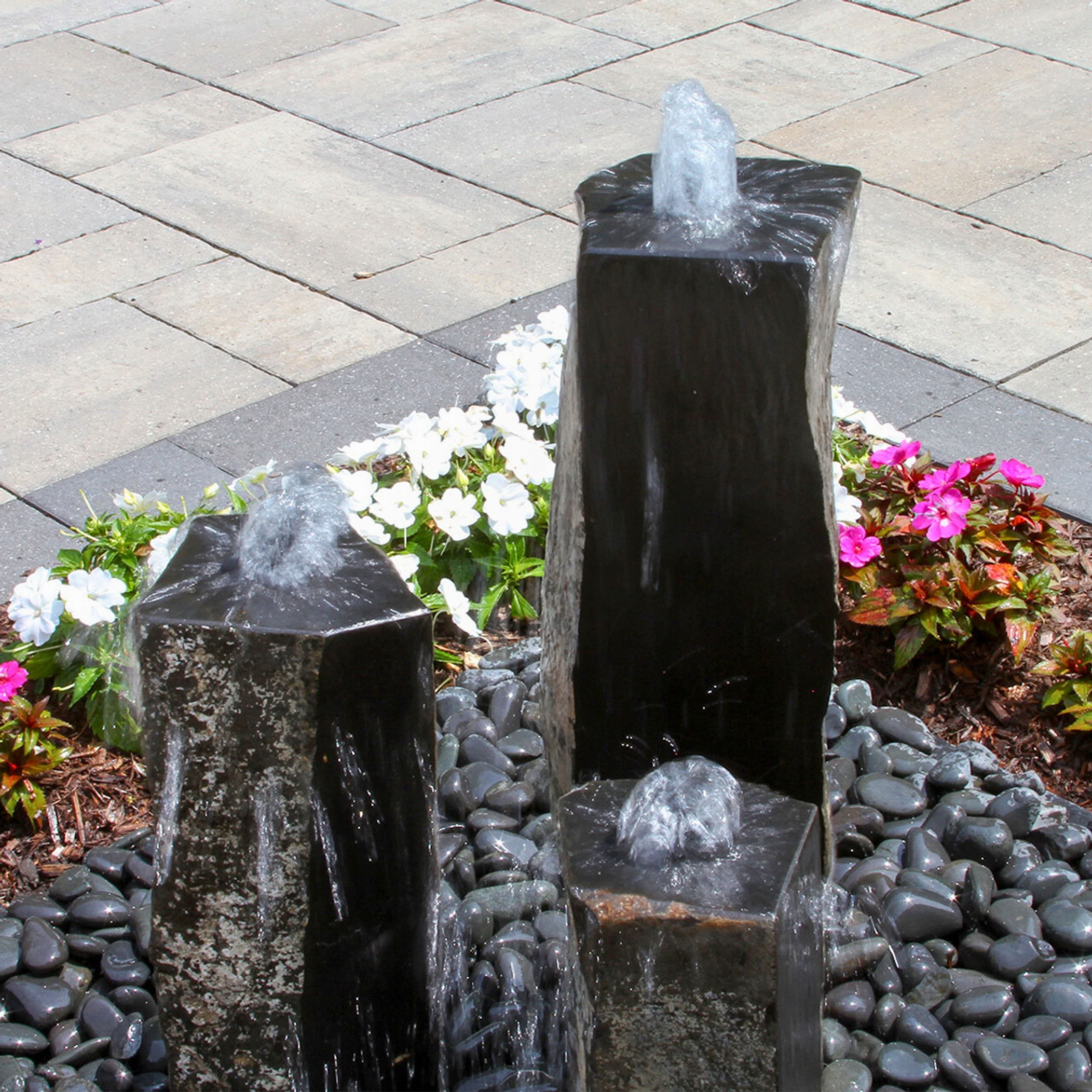 Triple One-Side Polished Basalt Fountain - Complete Kit- Blue Thumb