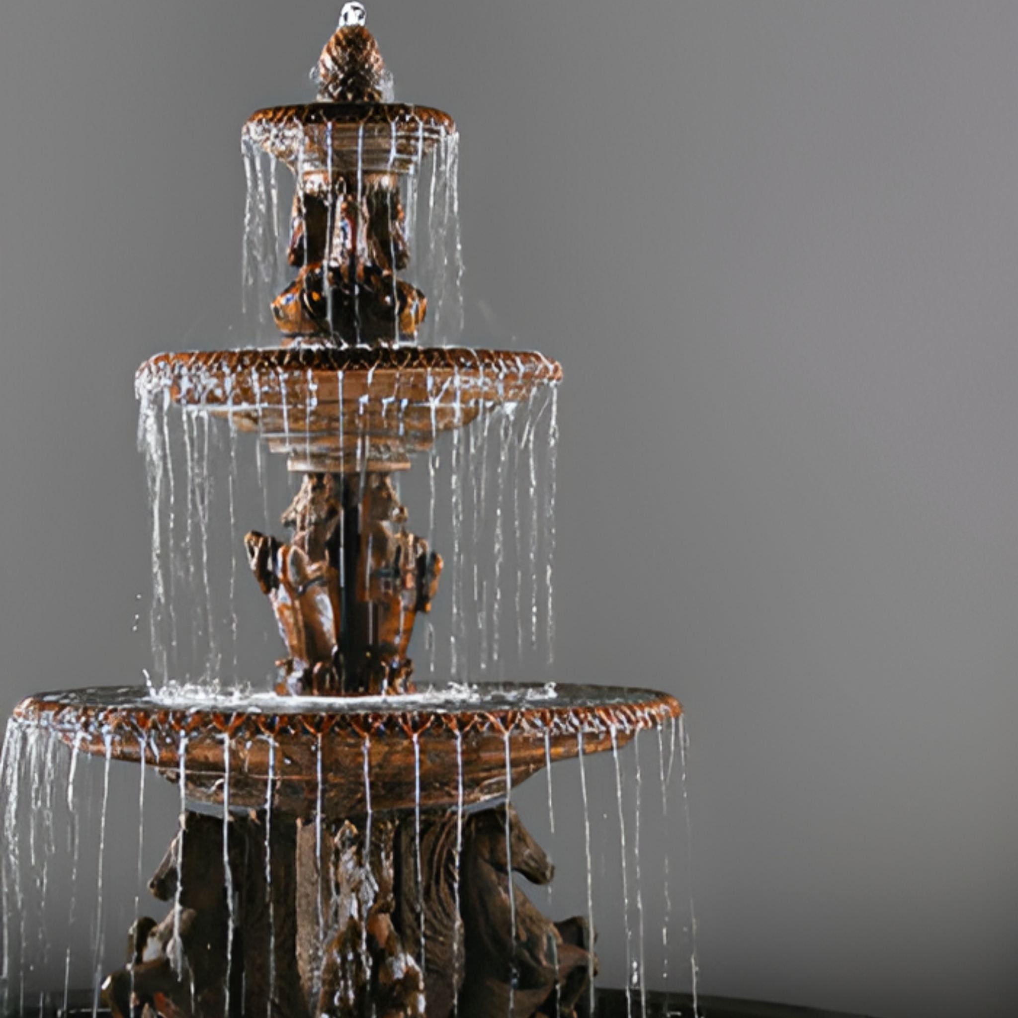 Cavalli 3-Tier Fountain with 12-Foot Basin - Fiore Stone