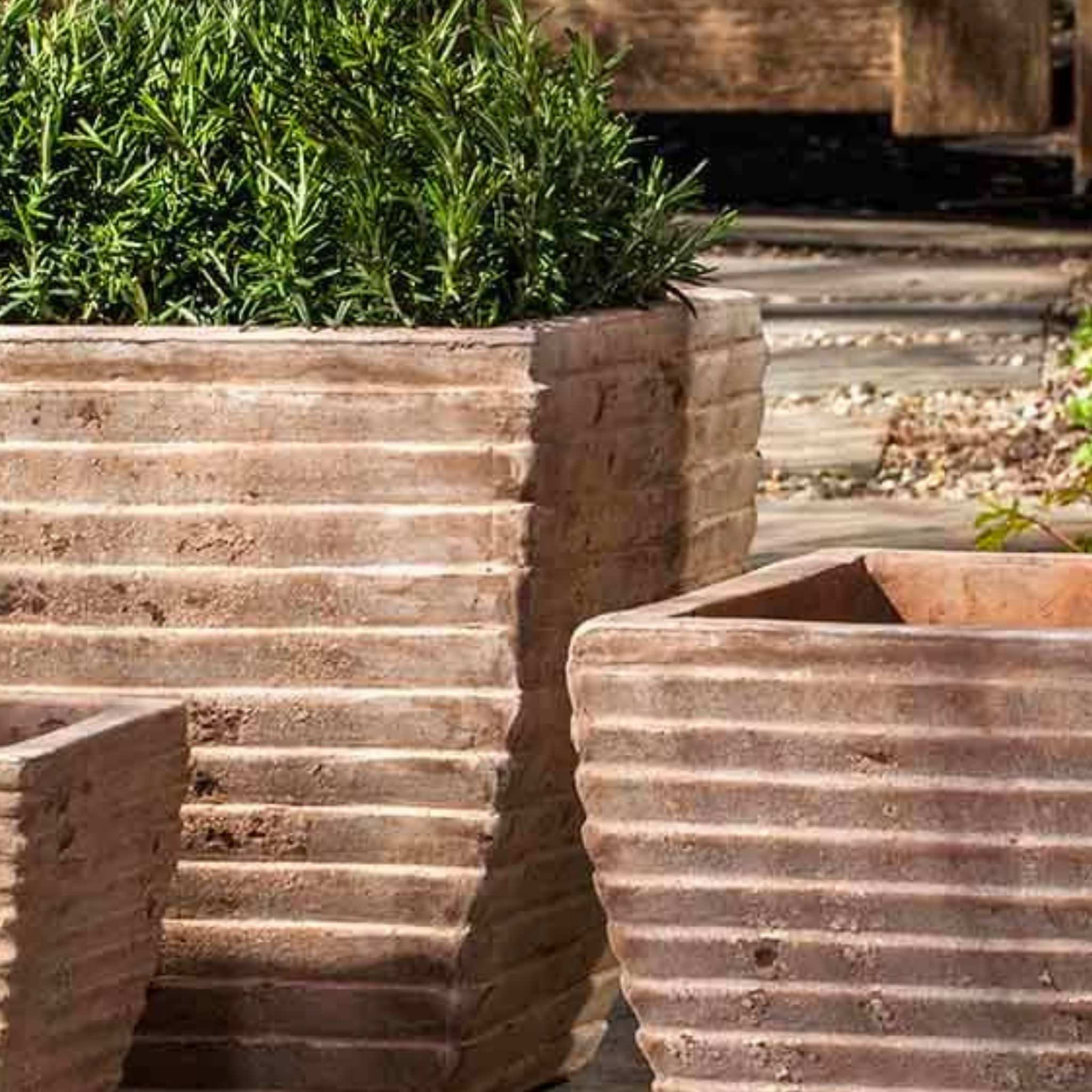 Ipanema Square Set of 3 Antico Terra Cotta Planters - Campania #6810