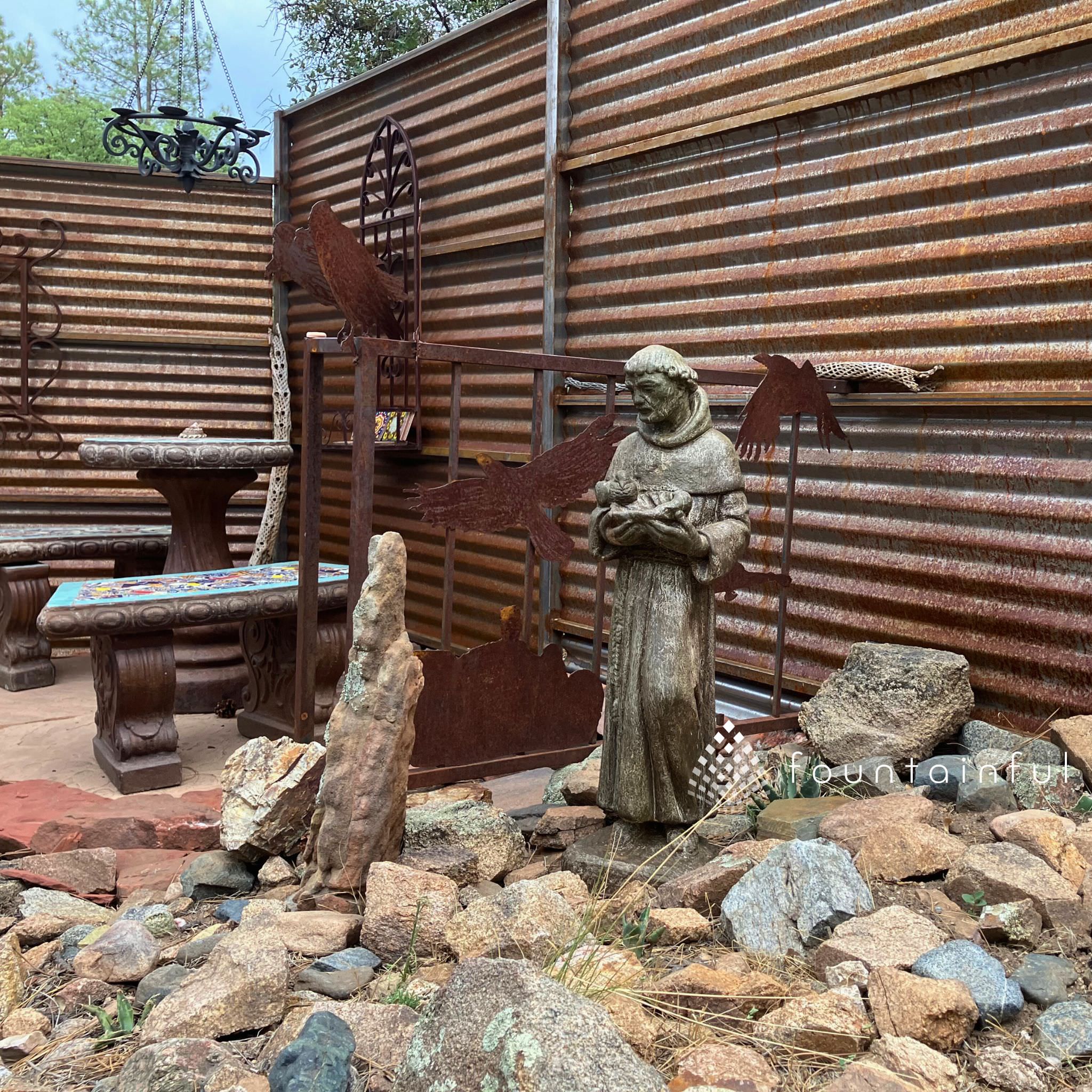 St. Francis w/Bird and Shell Concrete Garden Statue - Campania #R024