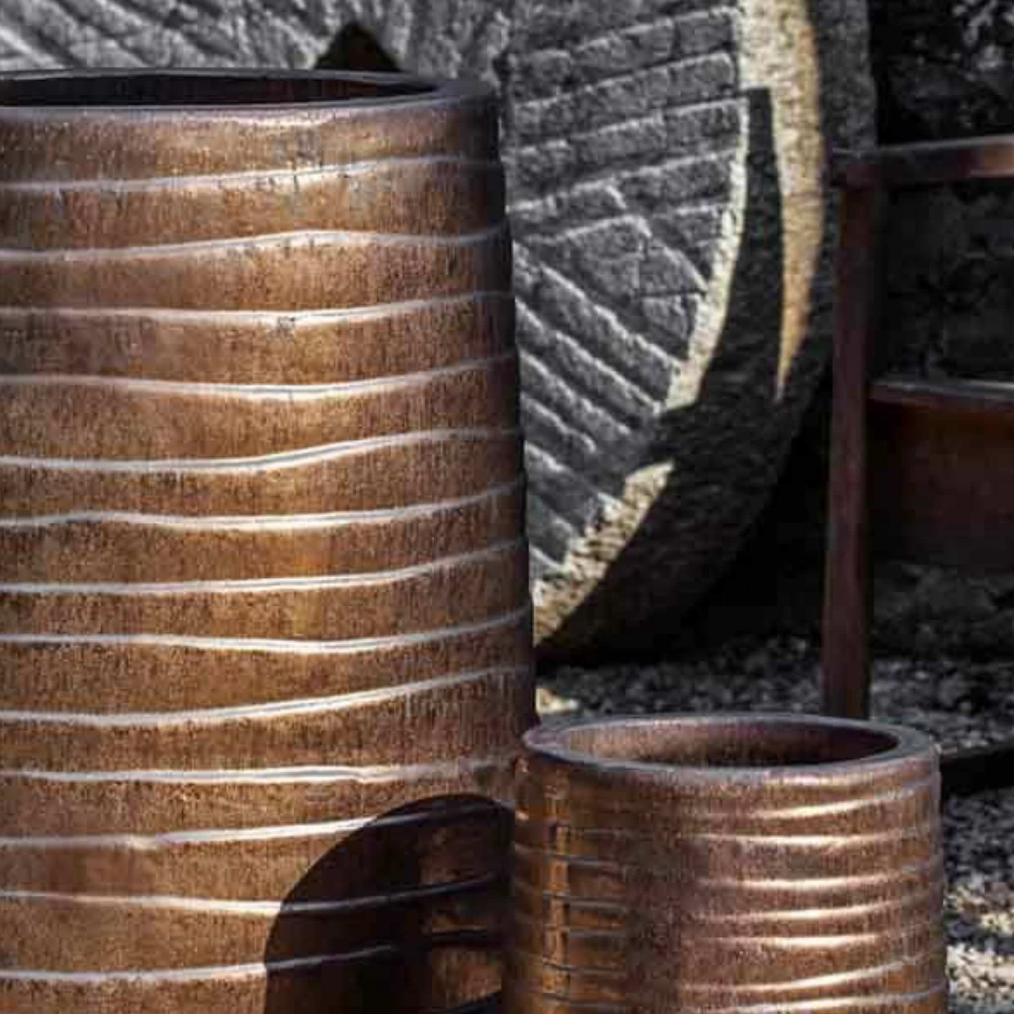 Ipanema Glazed Set of 2 Terra Cotta Planters - Campania #6811