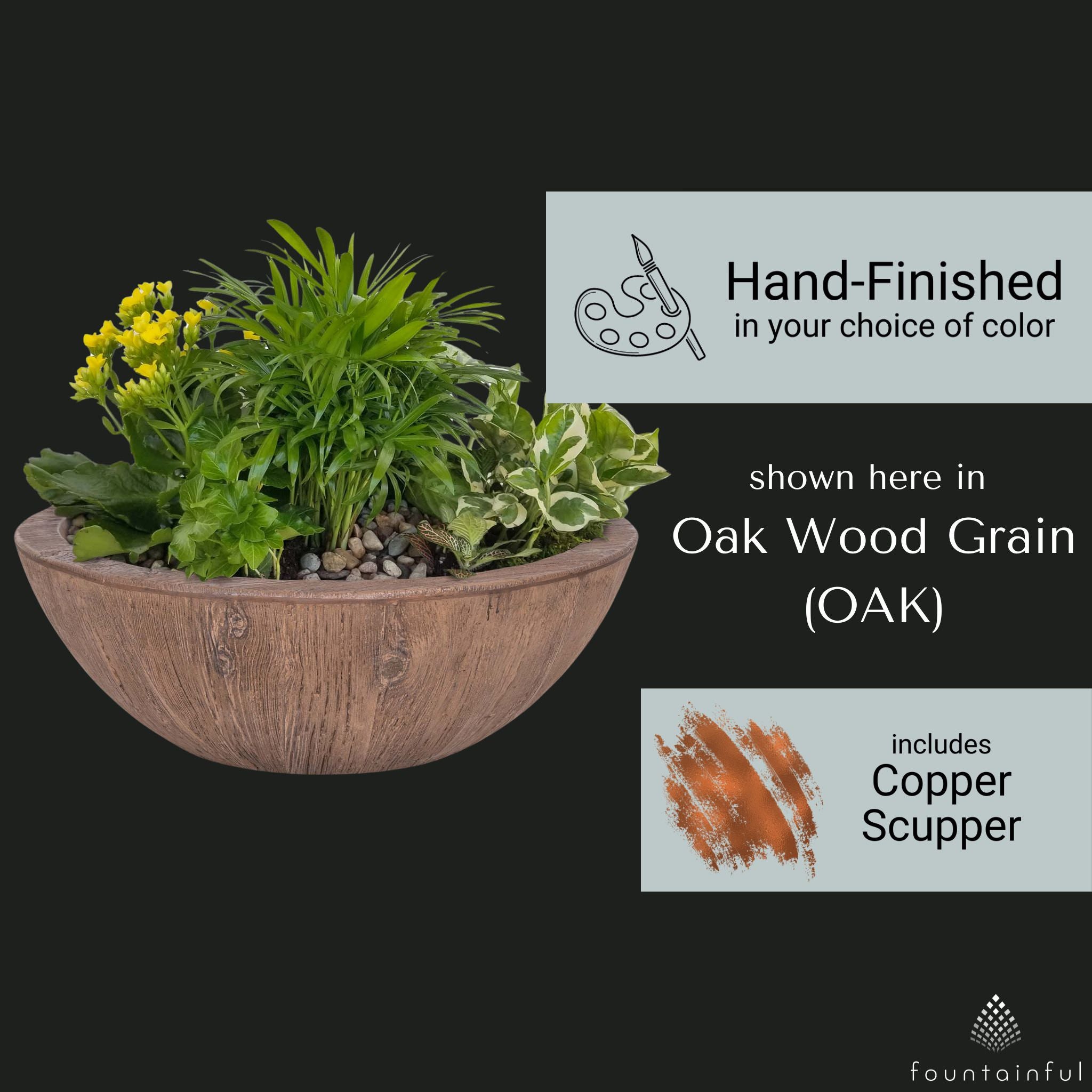 "Sedona" Wood Grain Concrete Planter & Water Bowl - The Outdoor Plus