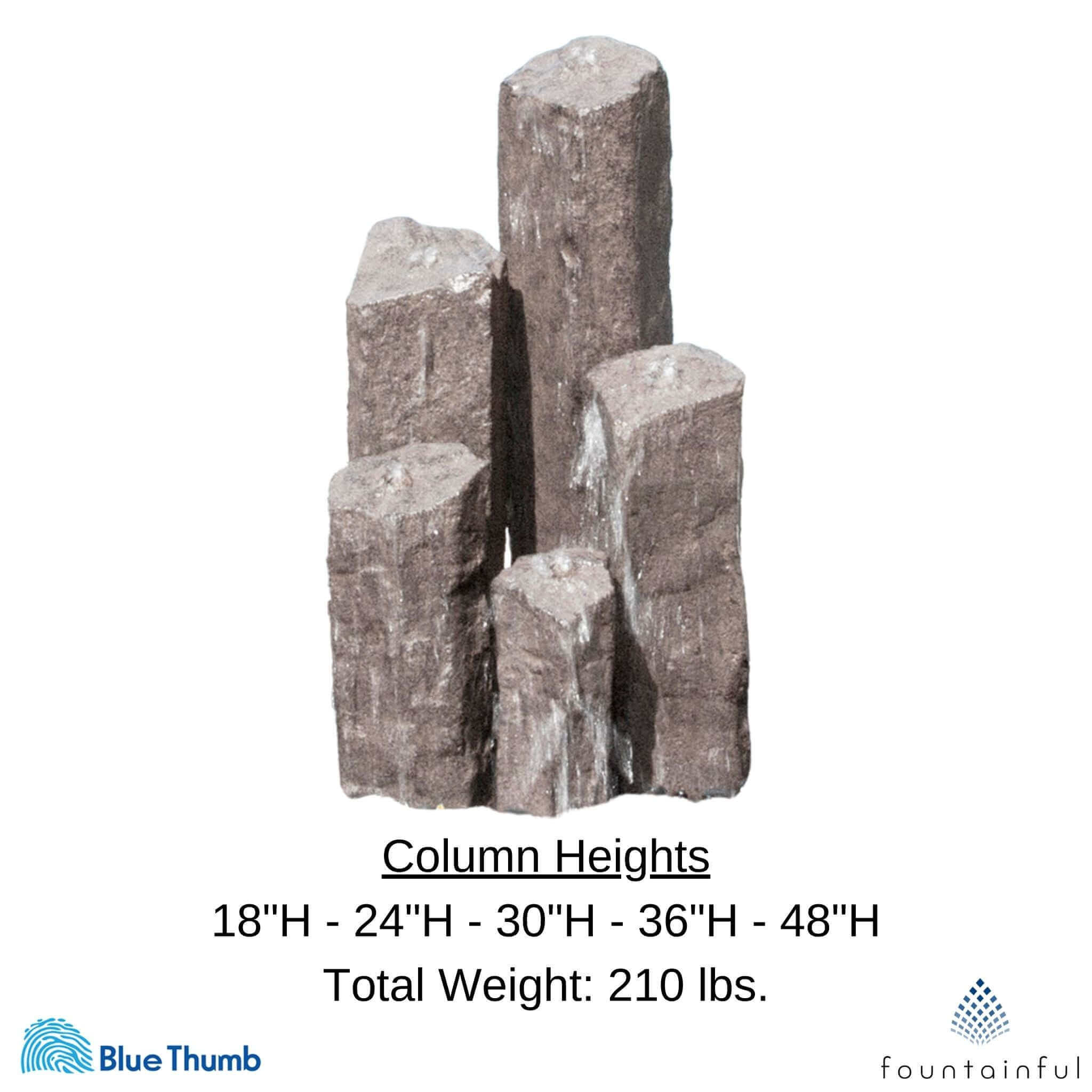 5-Column "Basalt" GFRC Boulder Fountain - Complete Kit - Blue Thumb