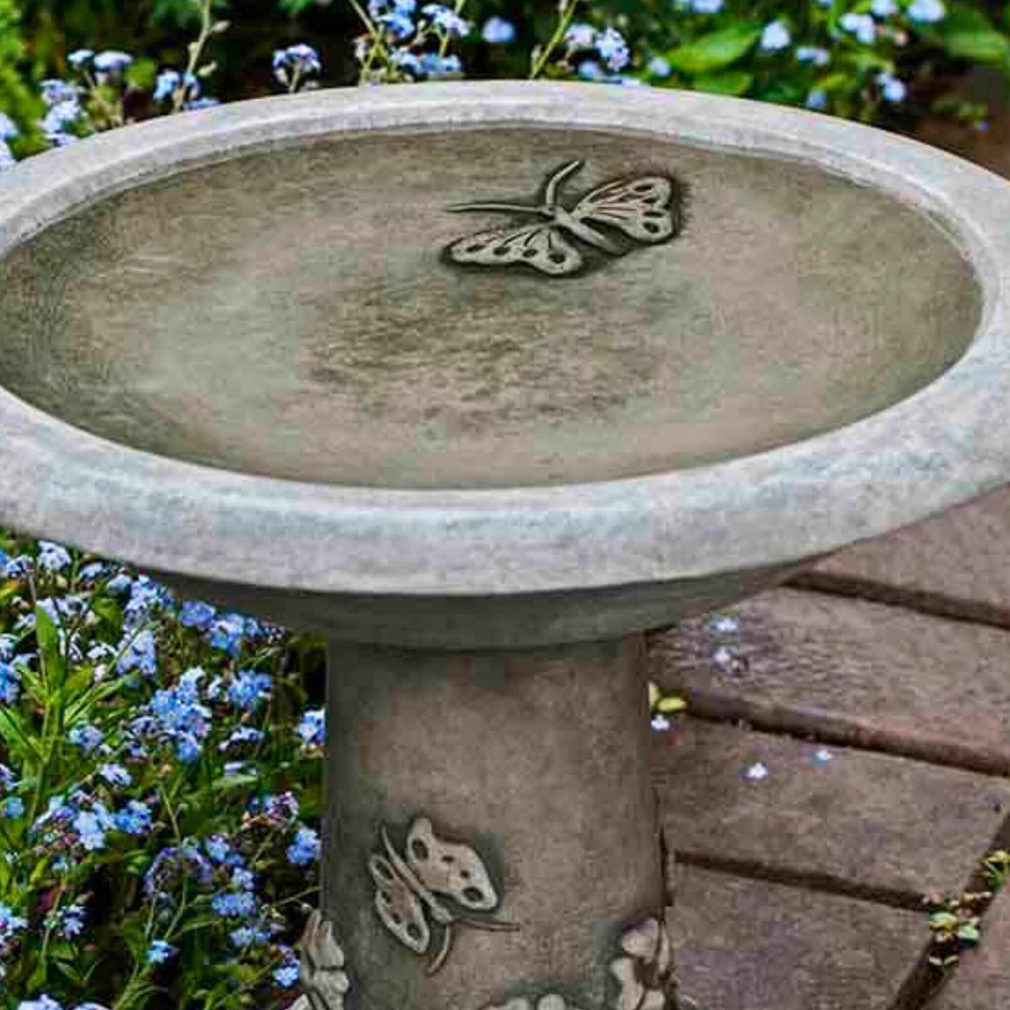 Spring Meadow Concrete Birdbath - Campania