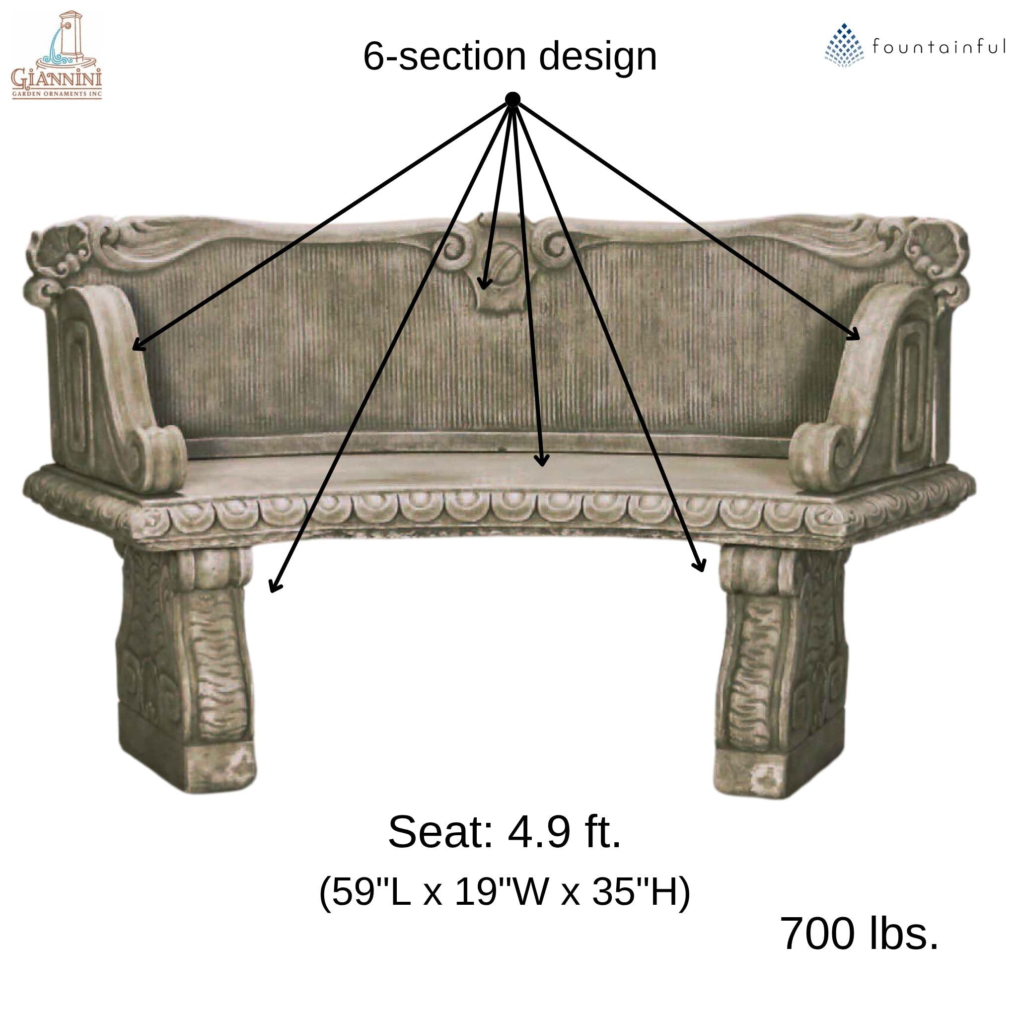 Palladio Curved Concrete Garden Bench  - Giannini #559