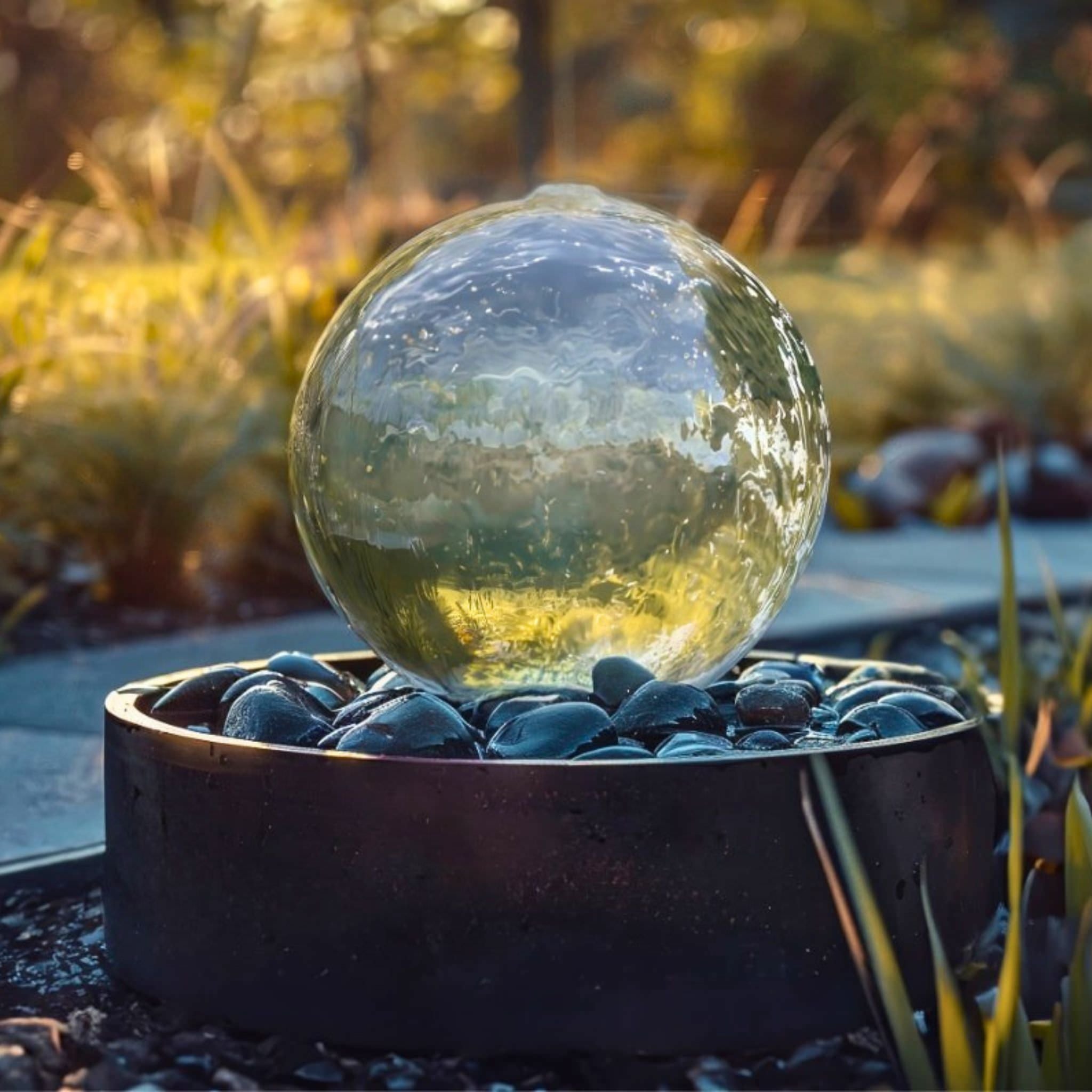 Crystal Sphere (Up to 48") Water Fountain - Aura Waterfalls