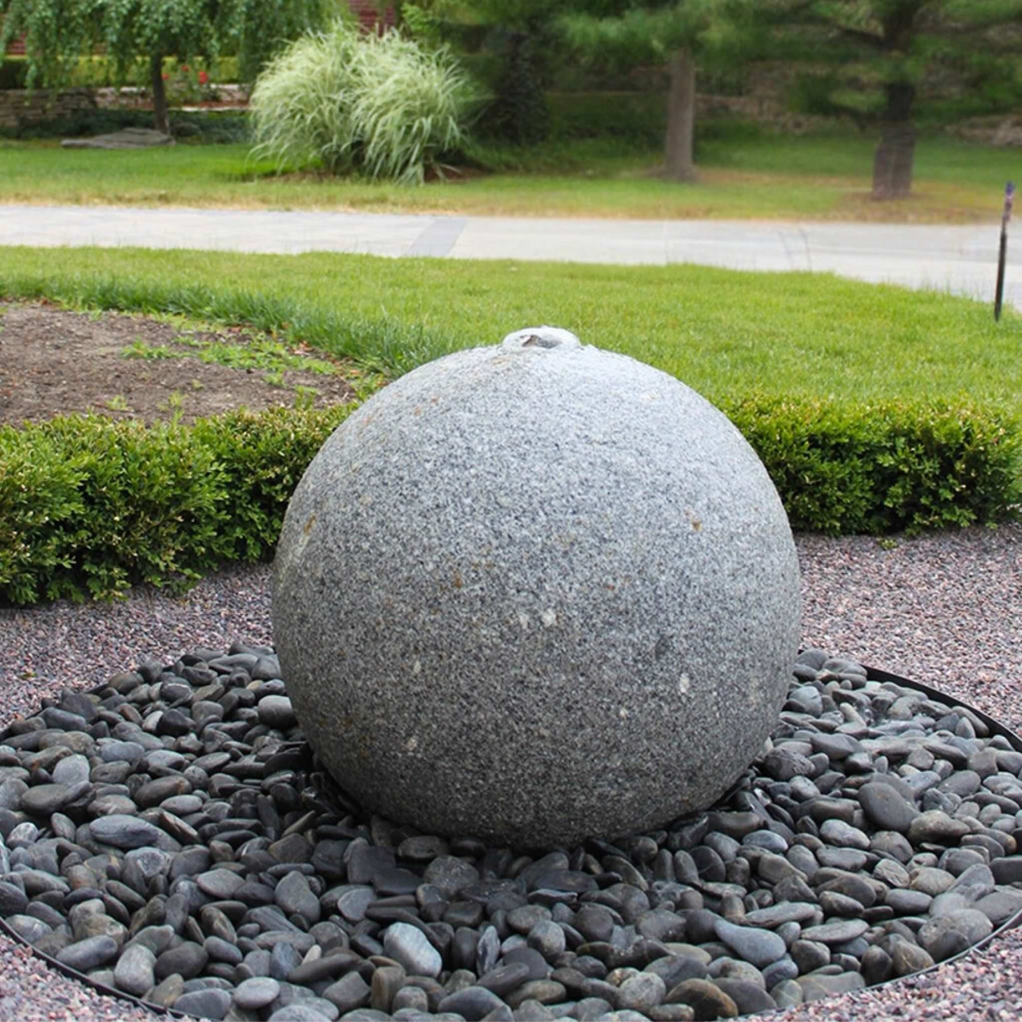 Hammered Granite Sphere Fountain - Blue Thumb