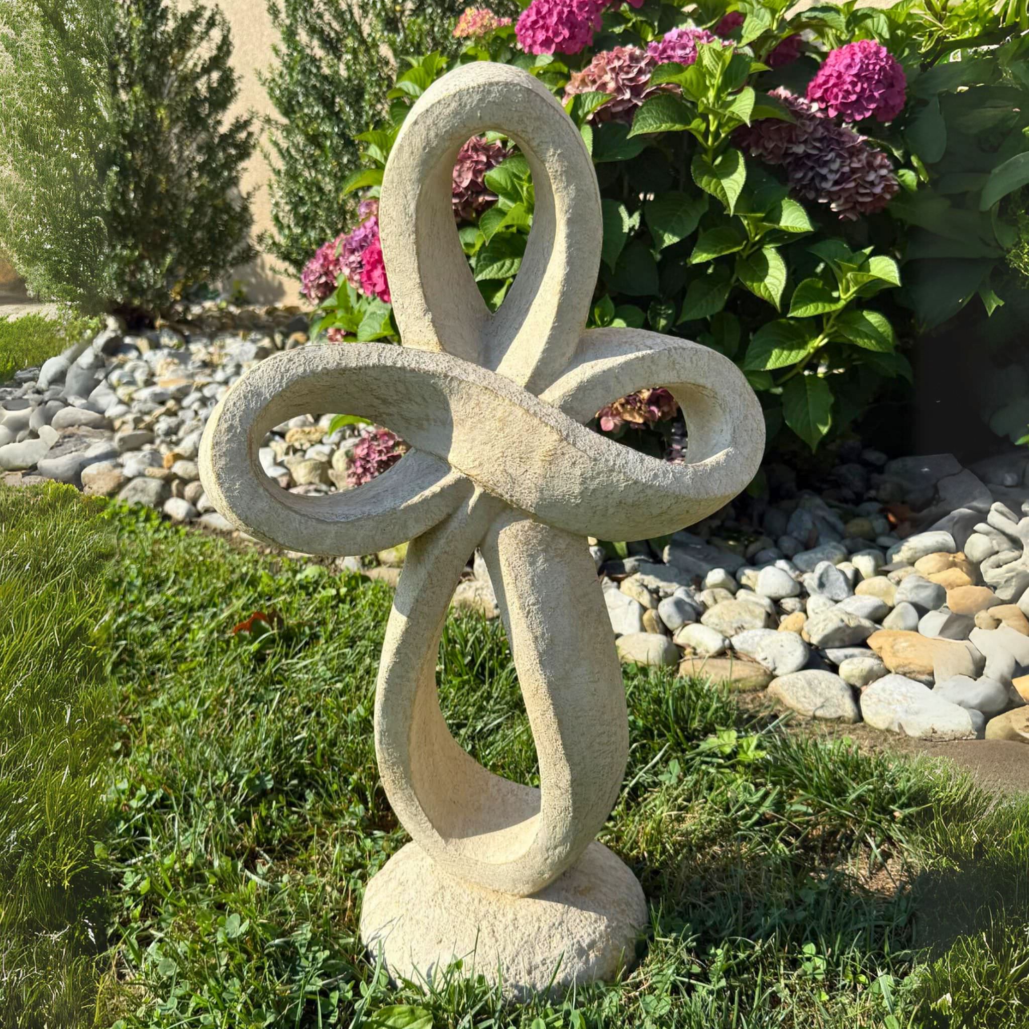 Eternity Cross 59" Concrete Garden Statue - Massarellis #1407