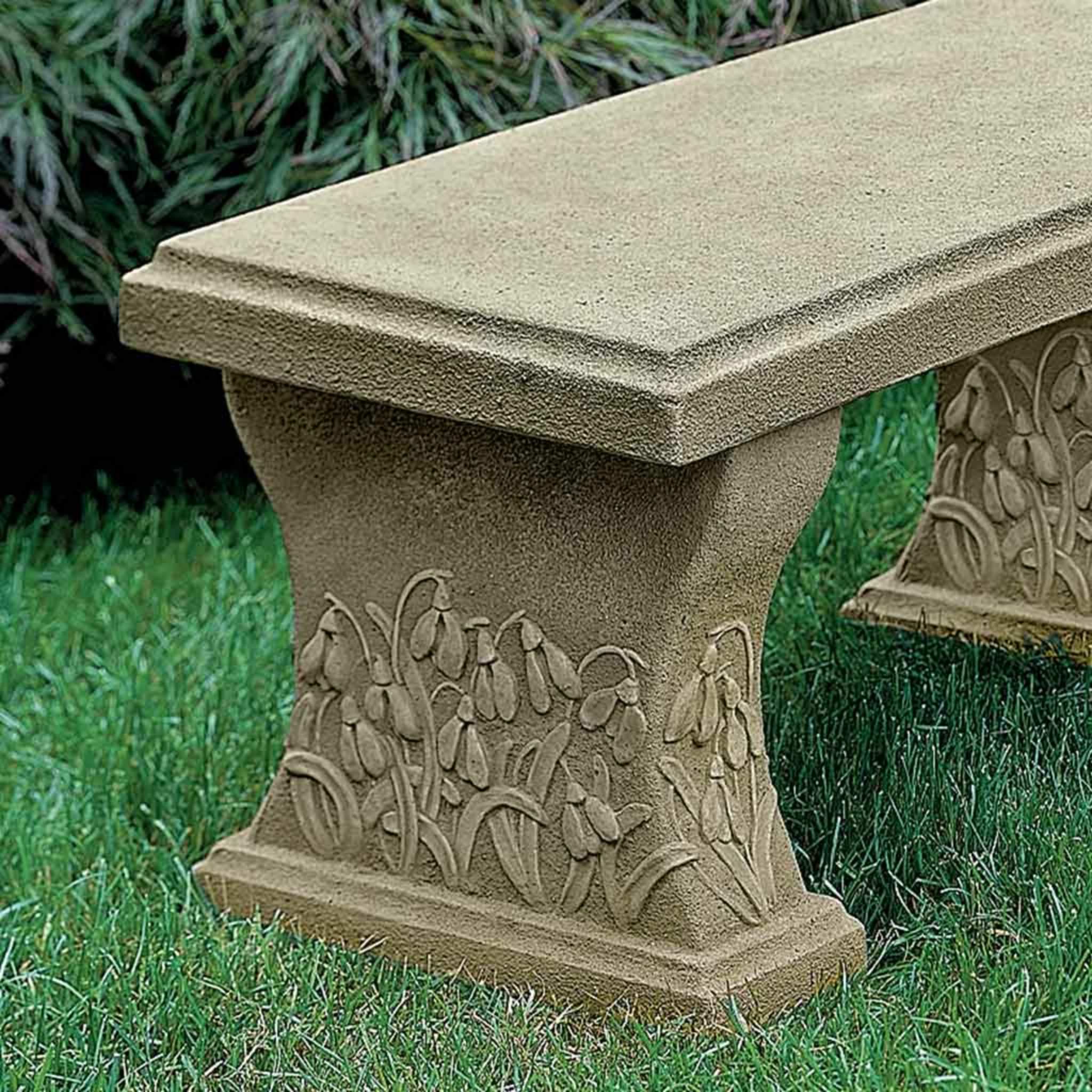 Snowdrop Concrete Garden Bench - Campania #BE26