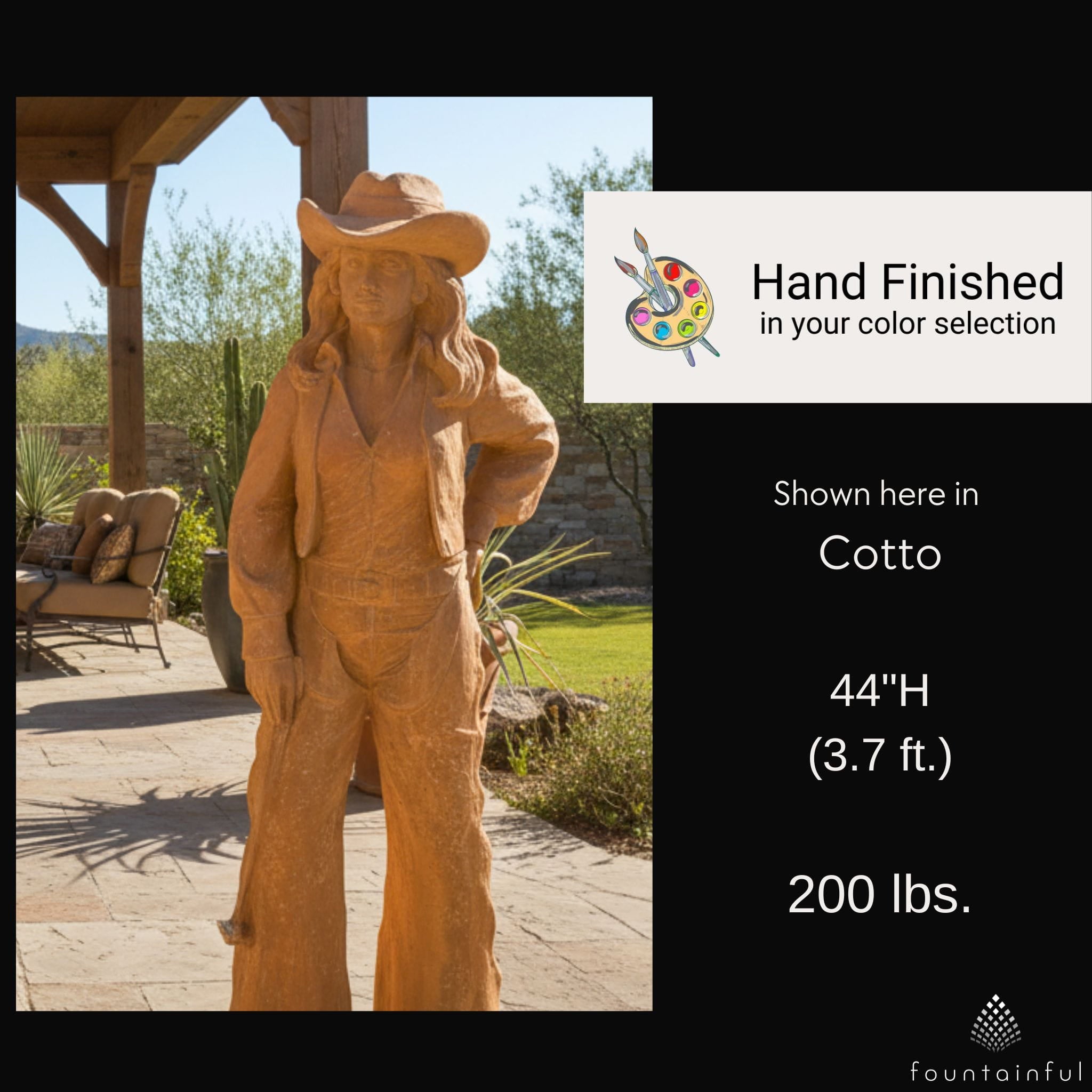 American Cowboy & Cowgirl Concrete Statues - Giannini