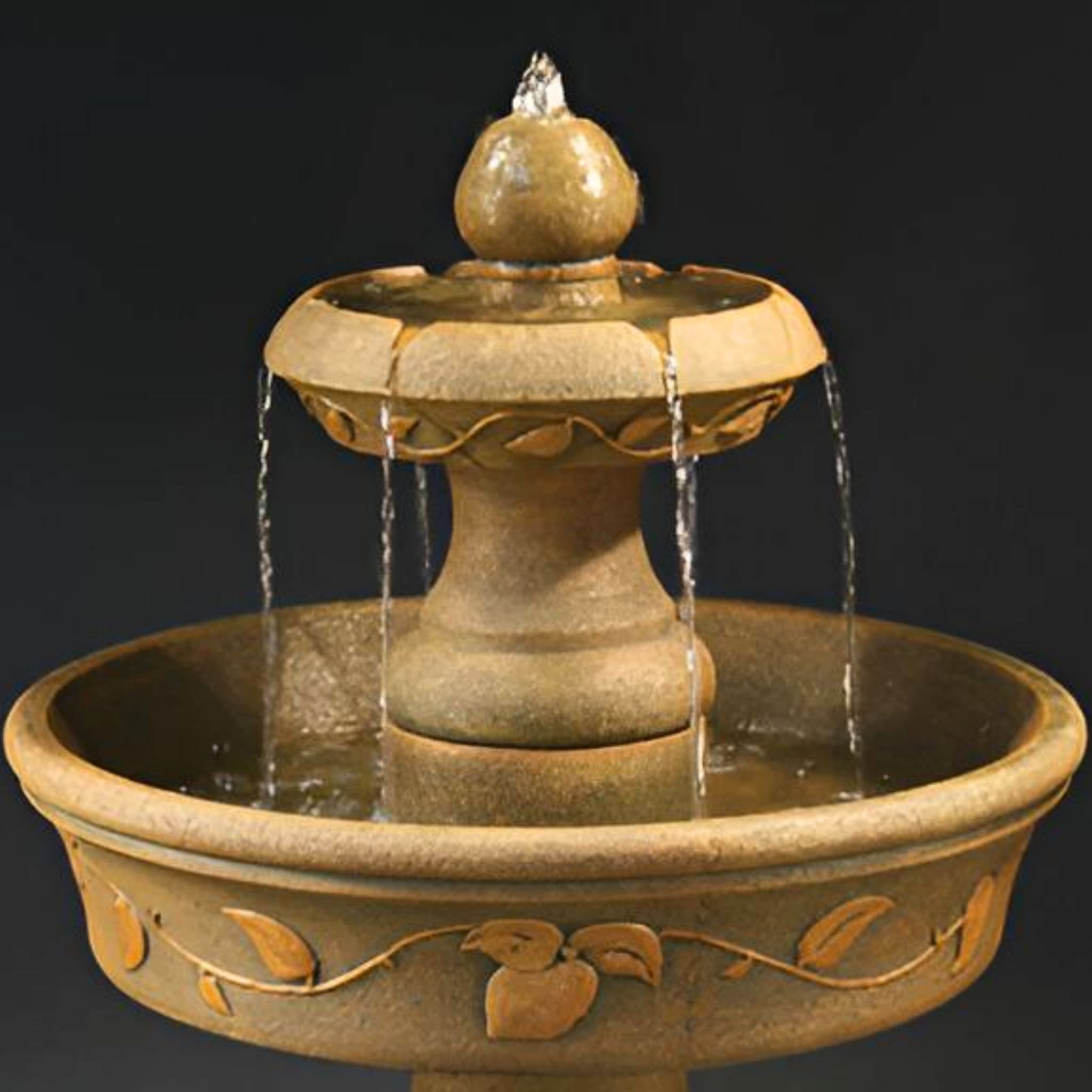 ヴェネツィアStoneLite (by Professor Bessi) サイン English Ivy 2-Tier Concrete Fountain - Fiore Stone