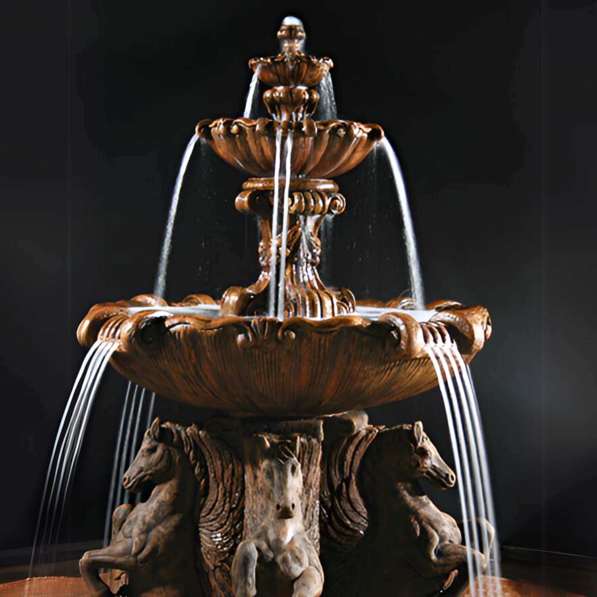 Cavalli 2-Tier Fountain with 12-foot Bracci Basin - Fiore #2136