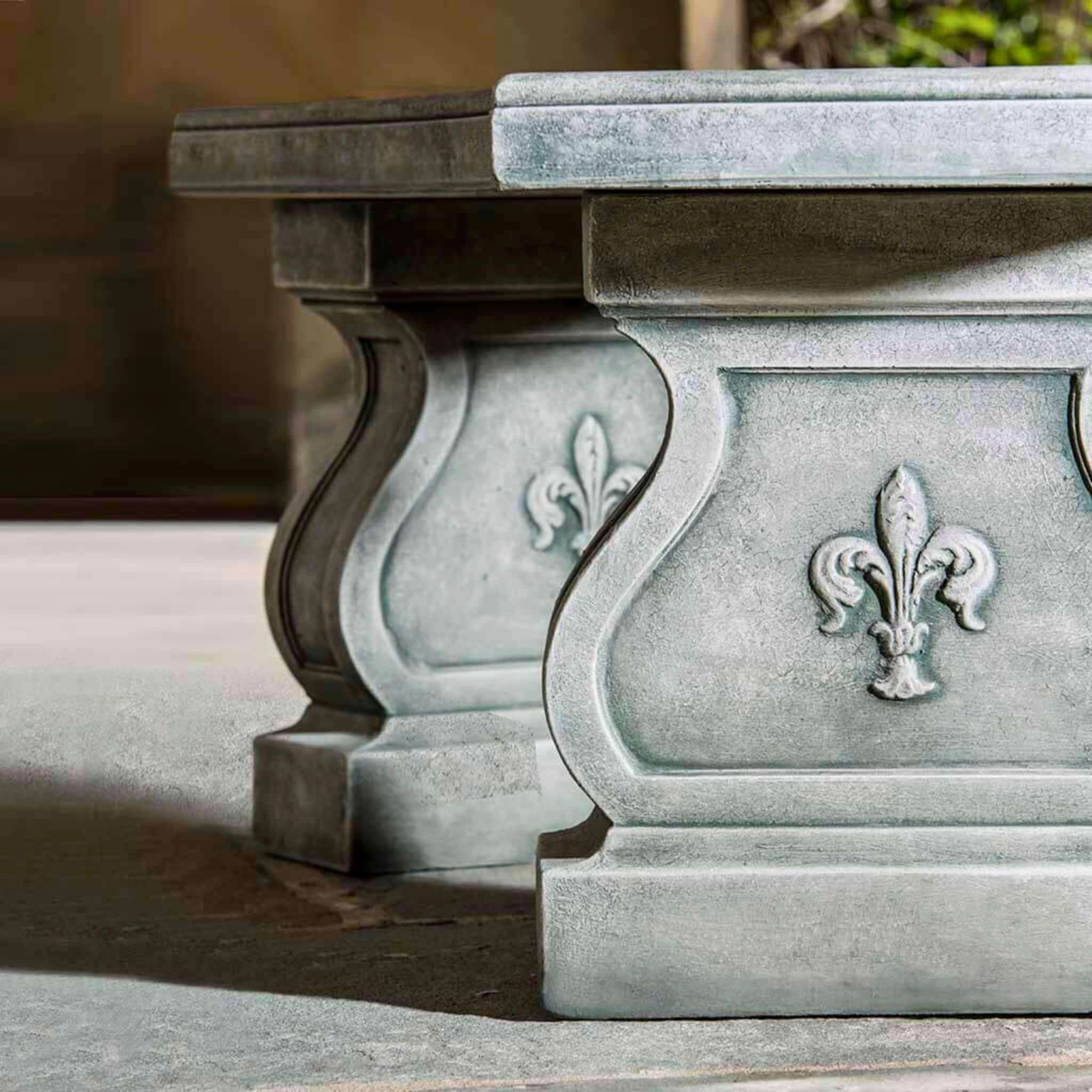 Fleur De Lys Curved Concrete Garden Bench - Campania #BE120