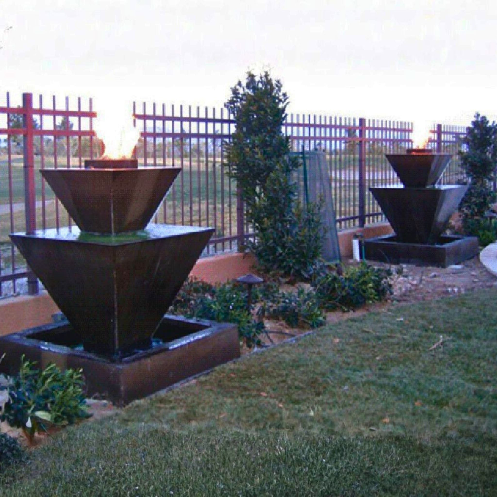 Double Oblique Concrete Fire & Water Fountain - GIST Fountains