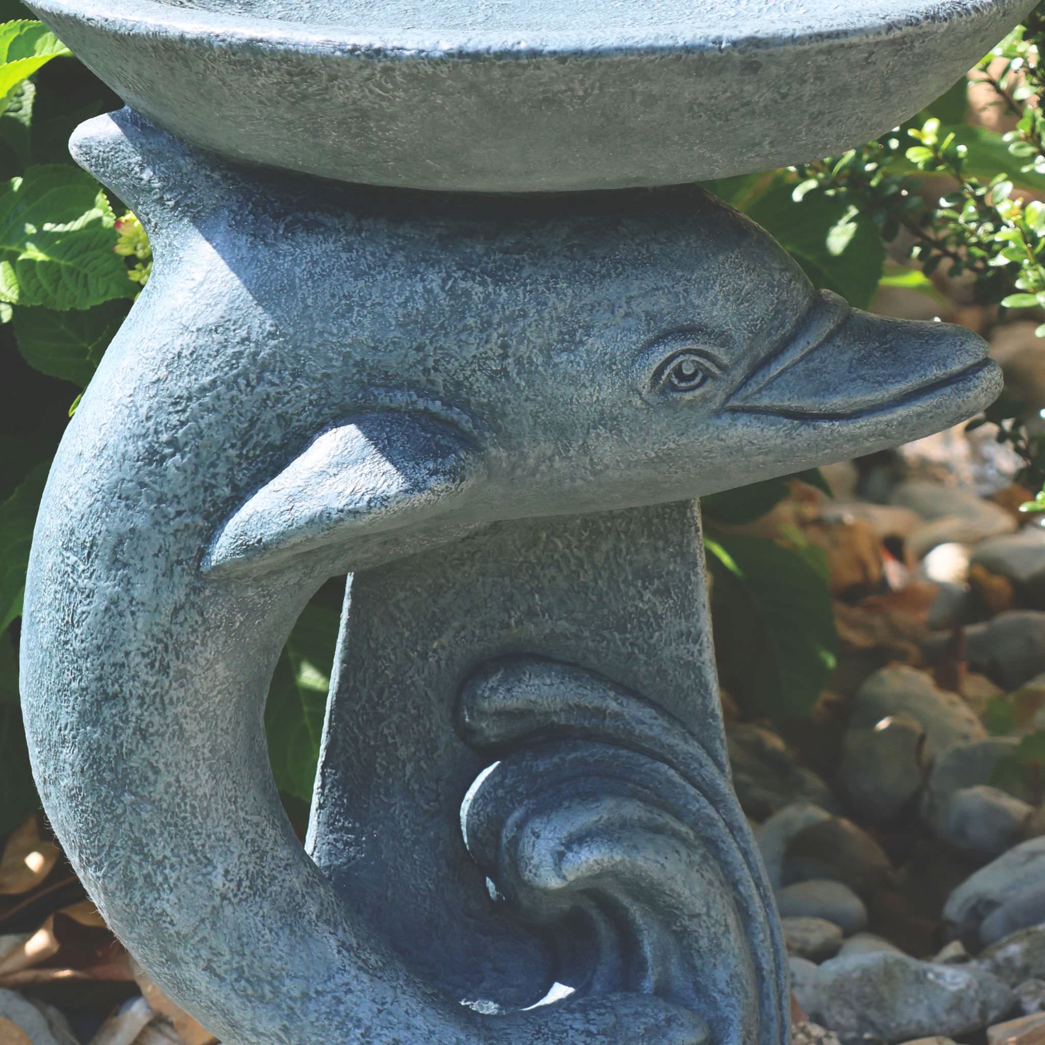 Dolphin Concrete Bird Bath - Massarellis #9778