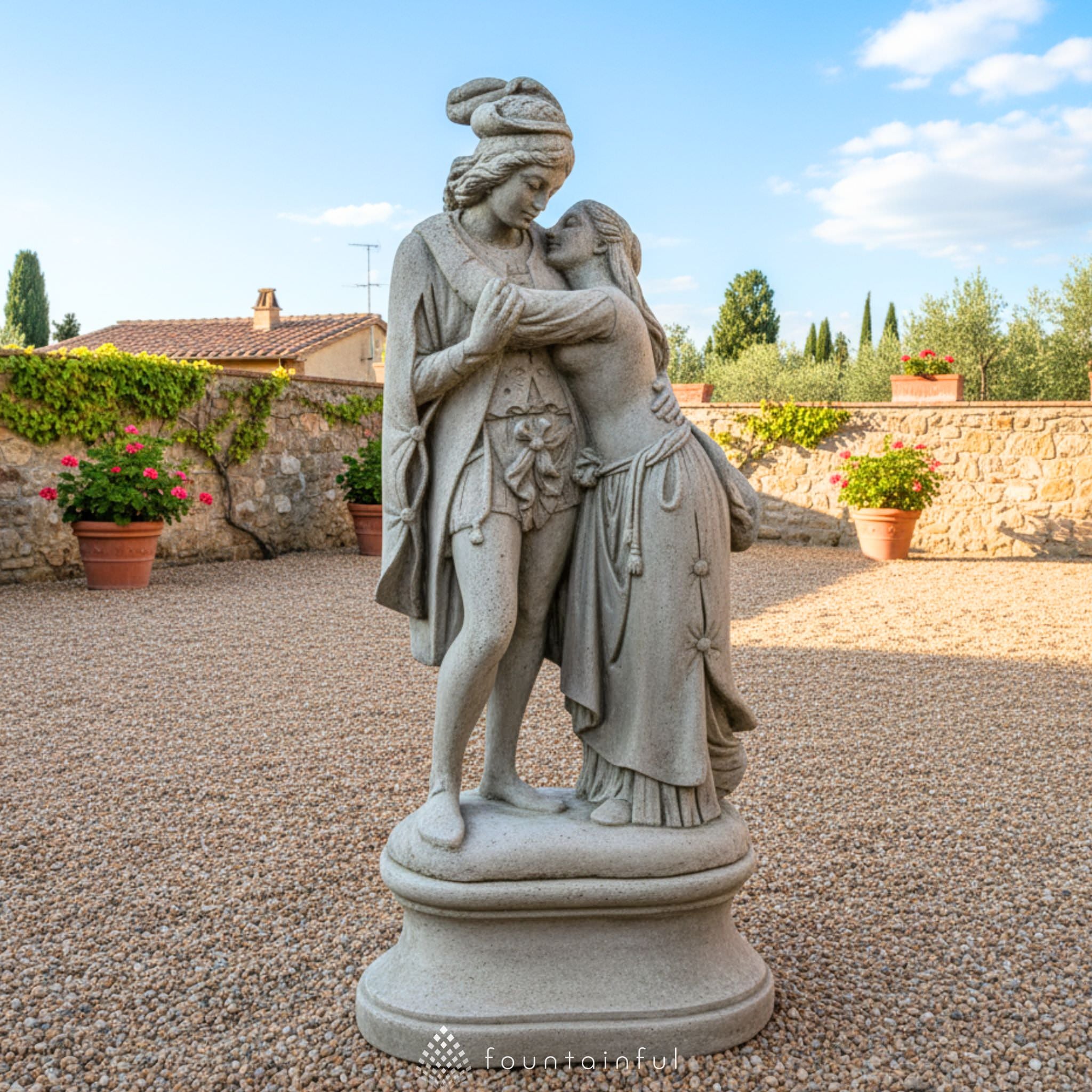 Romeo & Juliet Large Concrete Garden Statue - Giannini #8003